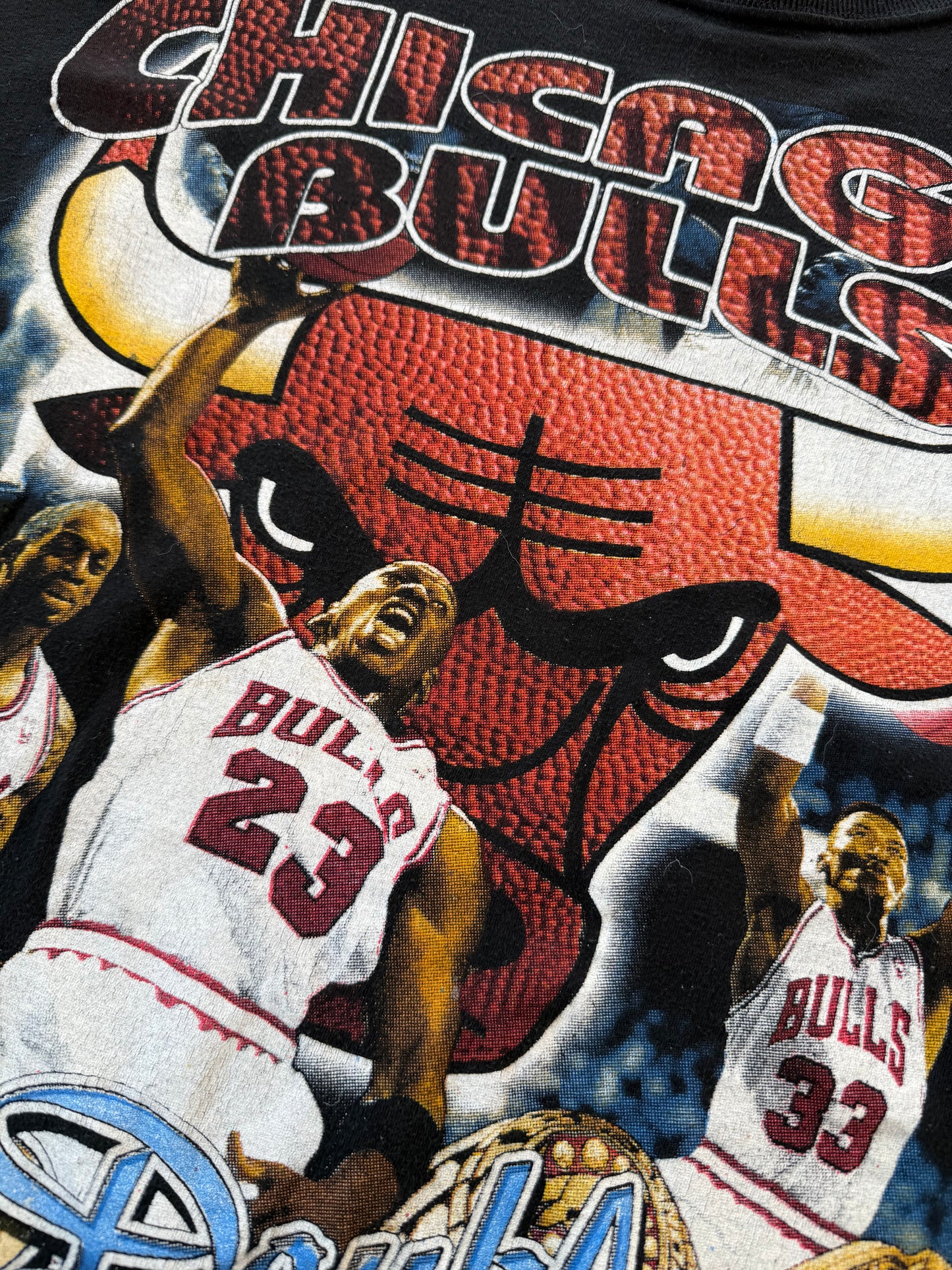 Vintage 90’s Chicago Bulls Double 3 Peat Bootleg Rap Tee ( XL )