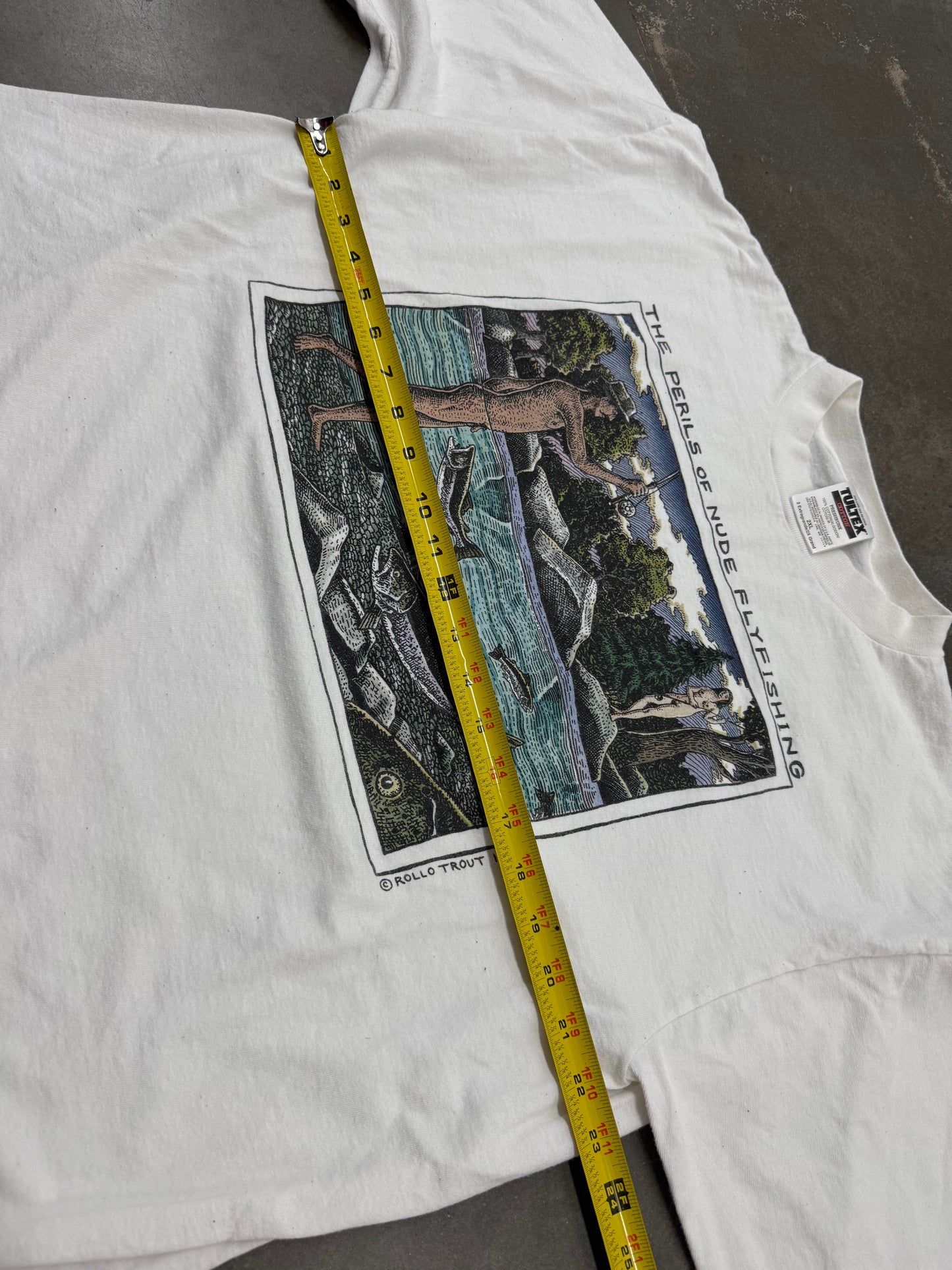 Vintage 90s Nude Fly fishing Art Tee ( XXL )