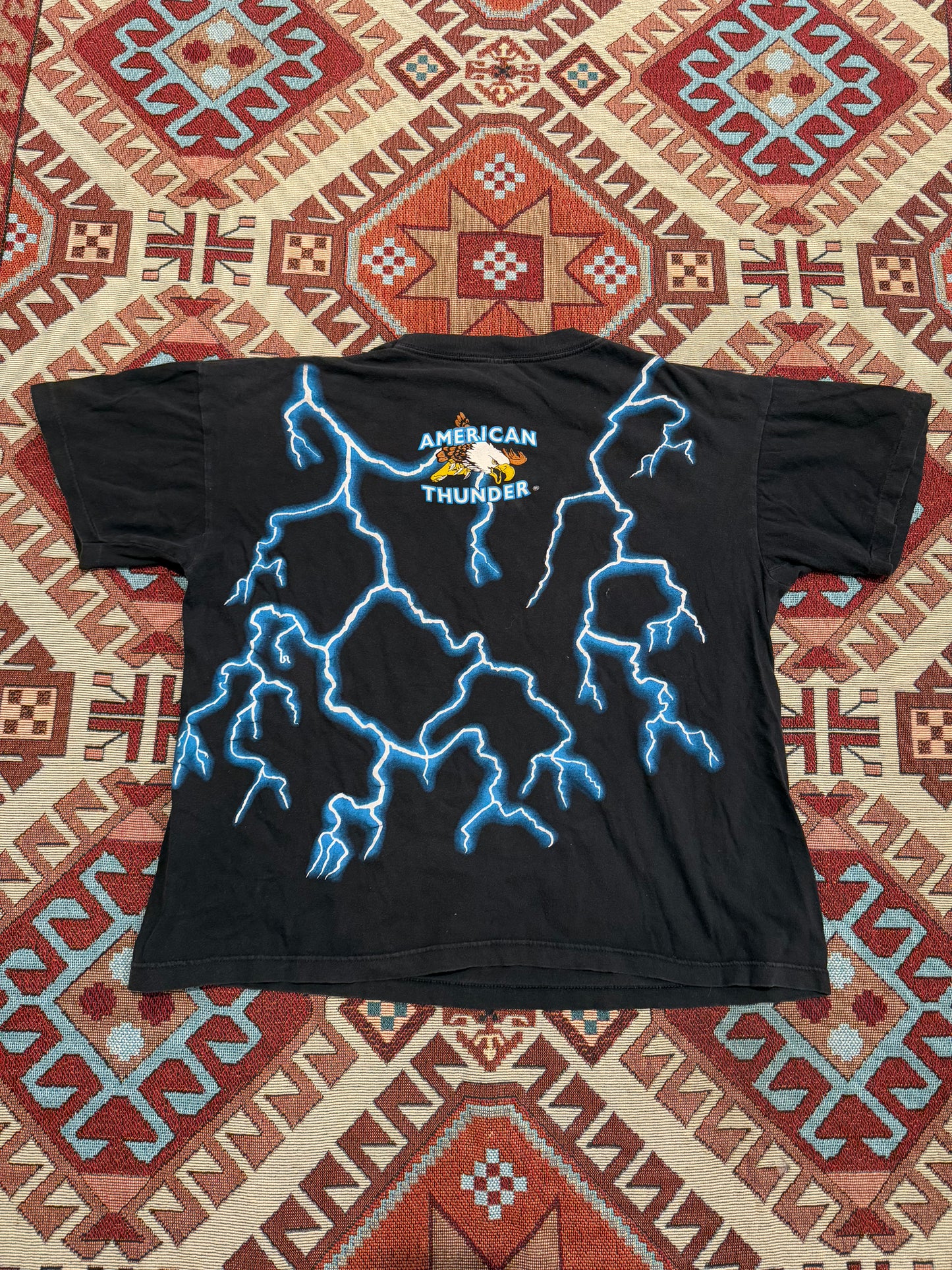 Vintage 90s American Thunder Indian Wolf AOP Tee ( XL )