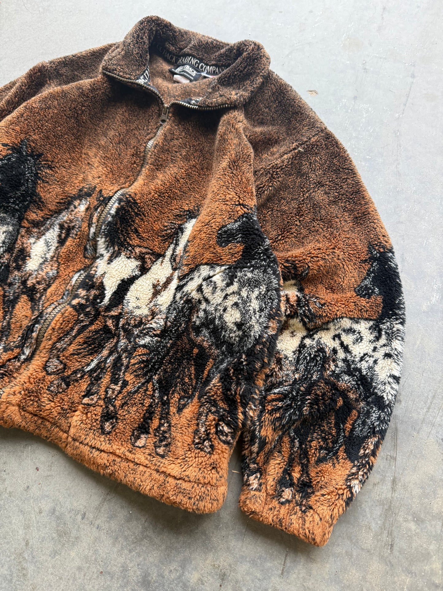 Vintage 1990s Outback Trading Company Horse Fleece ( Medium )