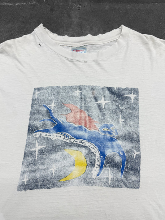 Vintage 1990s Cats Can Fly Art Distressed Art Tee ( XL )
