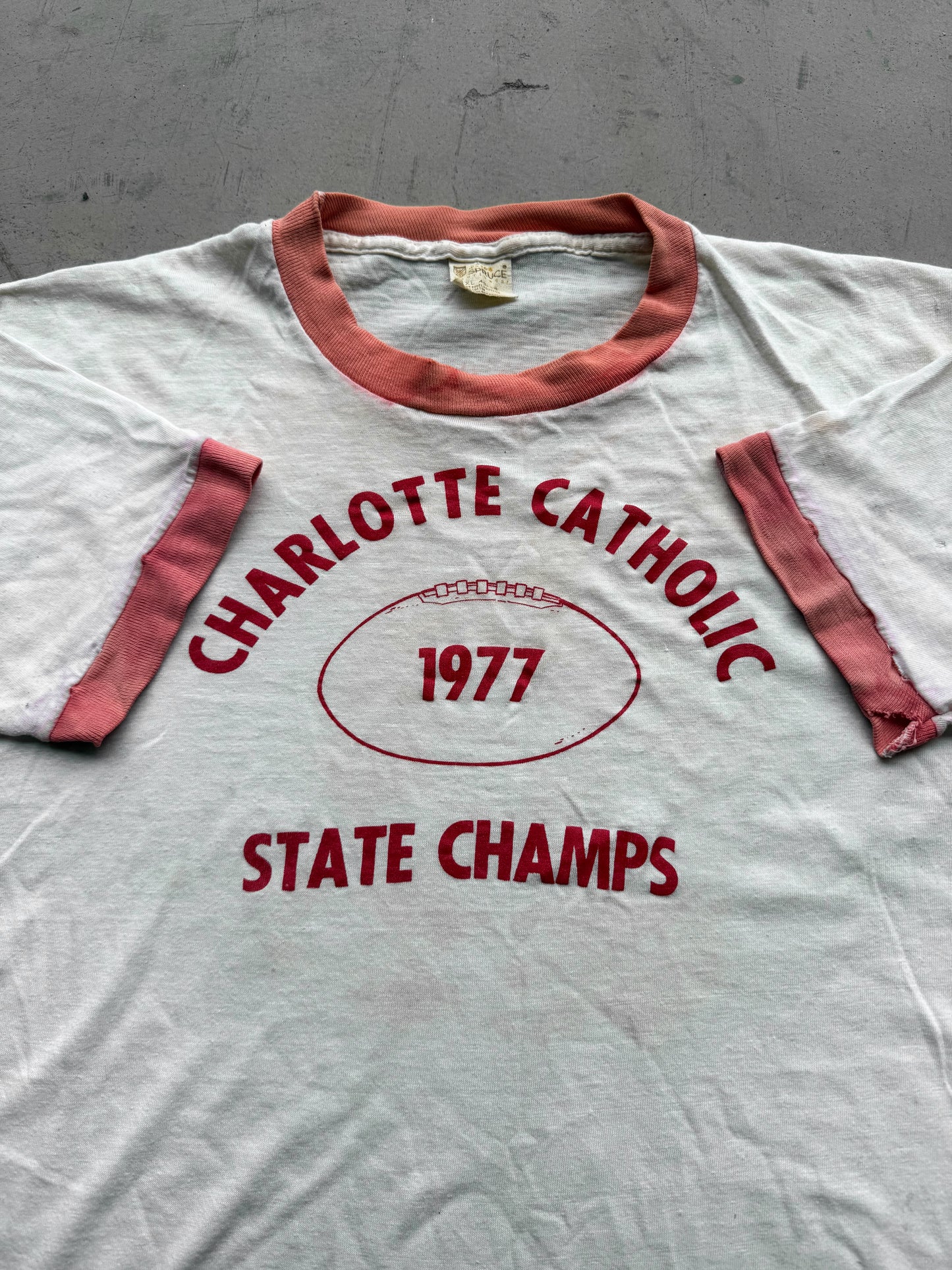 Vintage 1977 Charlotte Catholic State Champs Tee ( Medium )