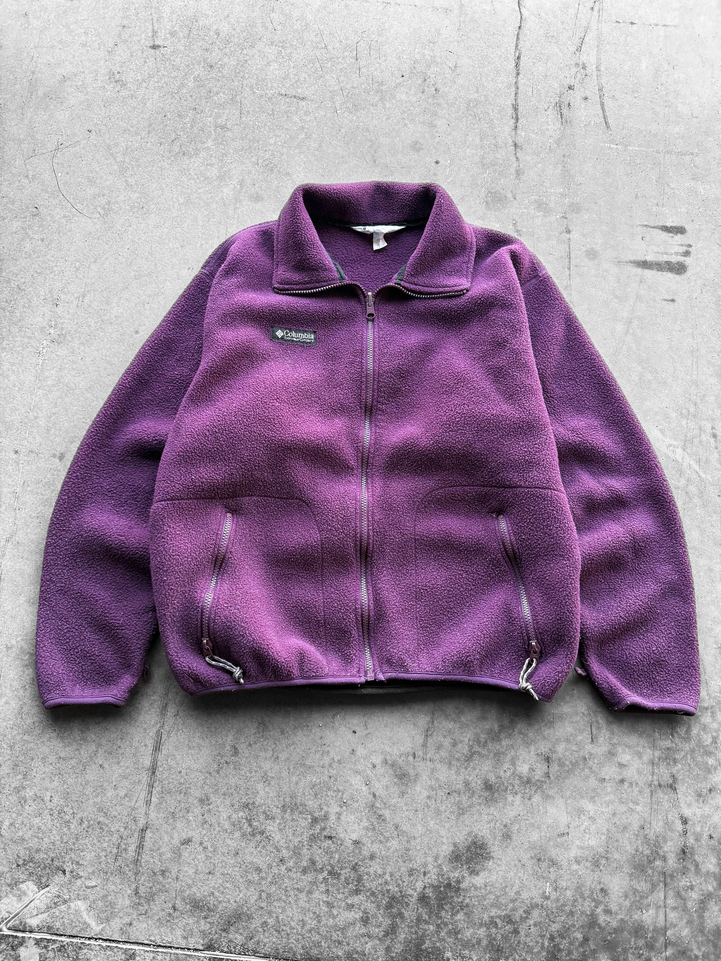 Vintage 1990s Columbia Purple Magenta Zip Up Fleece Sweatshirt ( Medium )