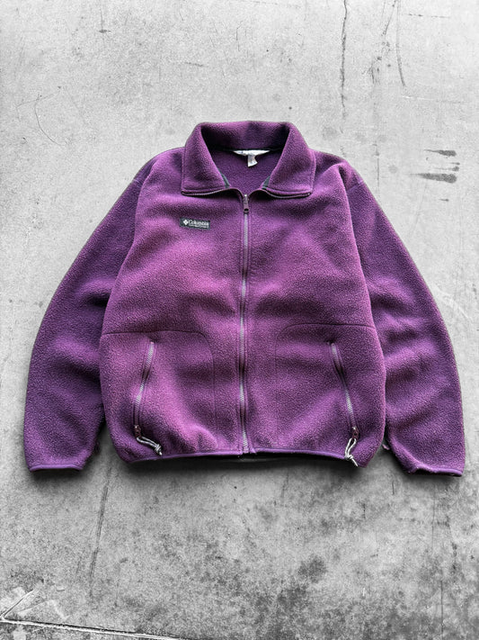 Vintage 1990s Columbia Purple Magenta Zip Up Fleece Sweatshirt ( Medium )