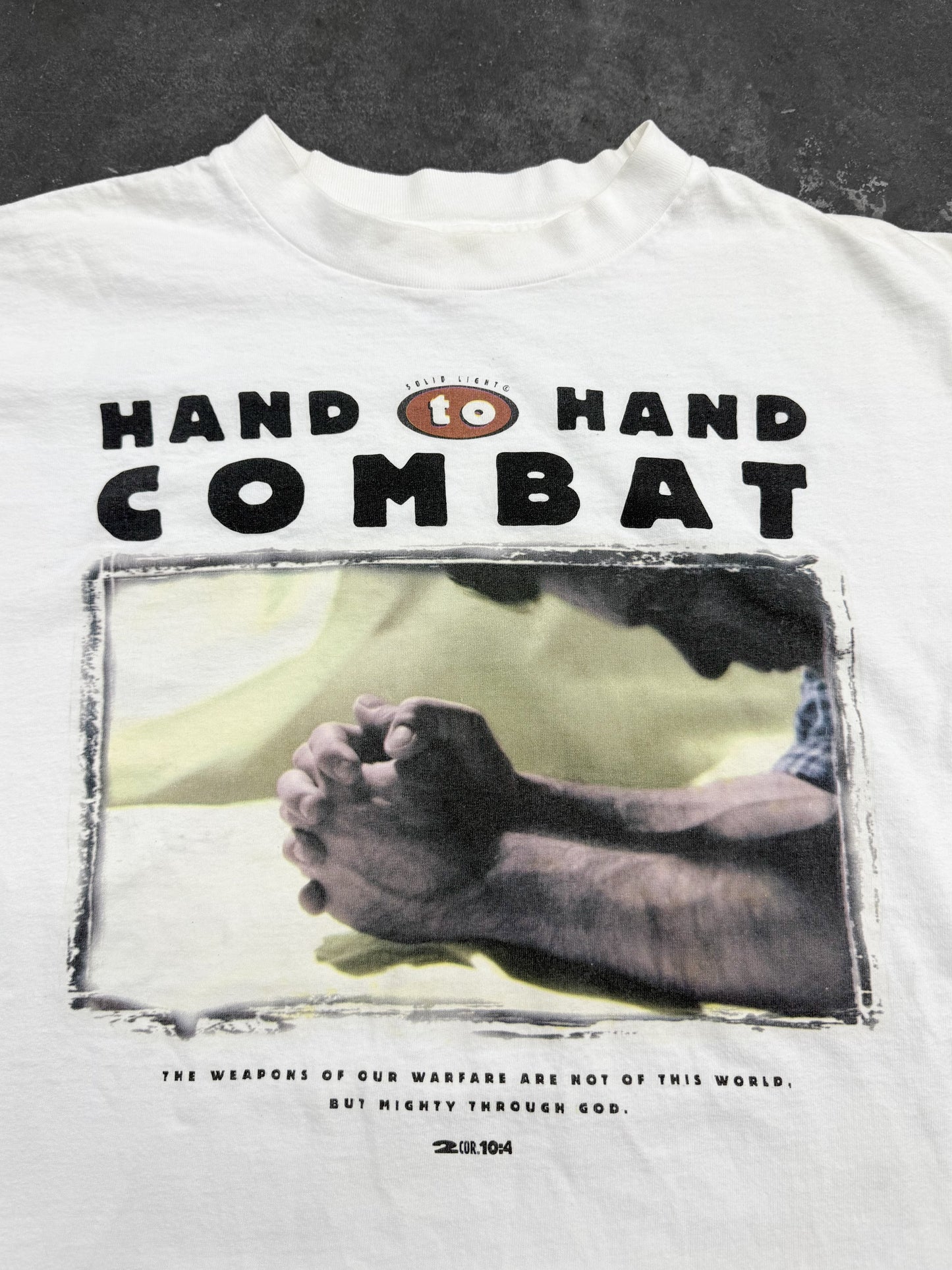 Vintage 1990s Hand To Hand Combat Prayer Tee ( Large )