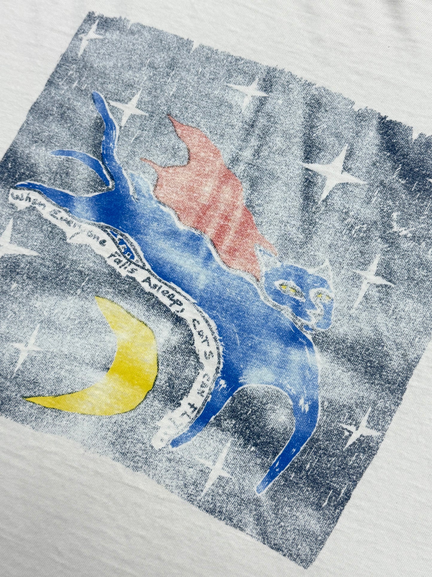 Vintage 1990s Cats Can Fly Art Distressed Art Tee ( XL )