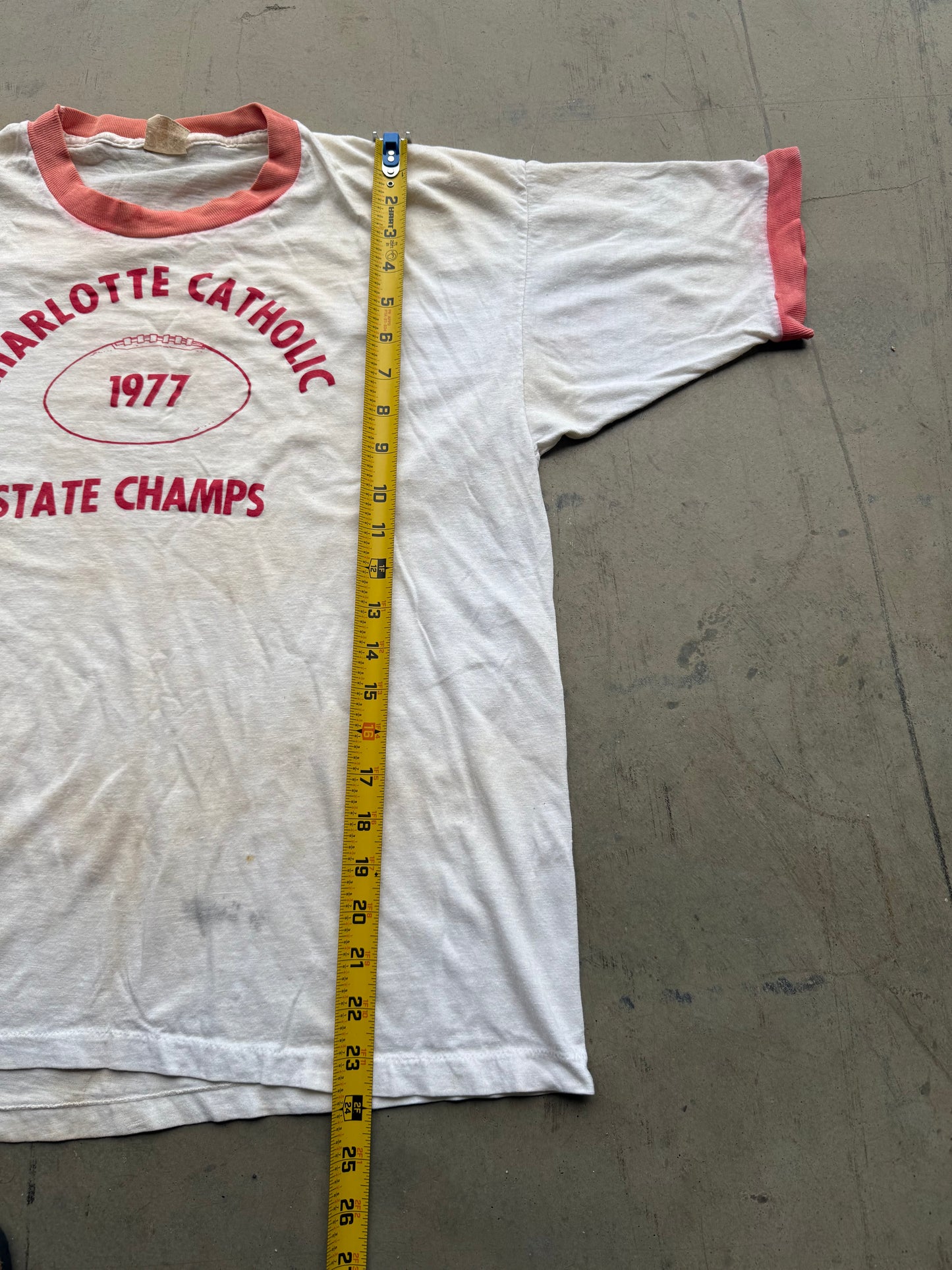 Vintage 1977 Charlotte Catholic State Champs Tee ( Medium )