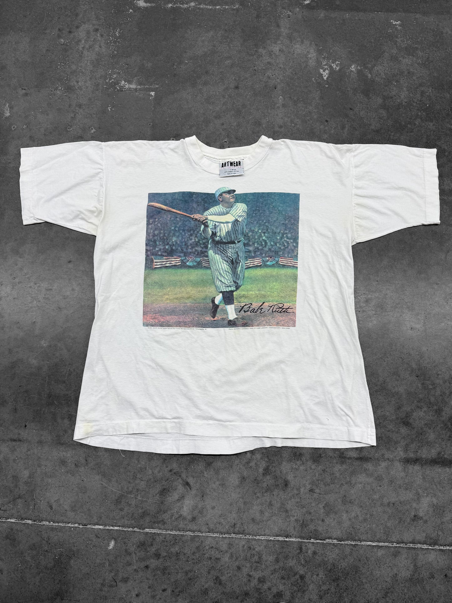 Vintage 1991 Babe Ruth Baseball Art Tee ( XL )