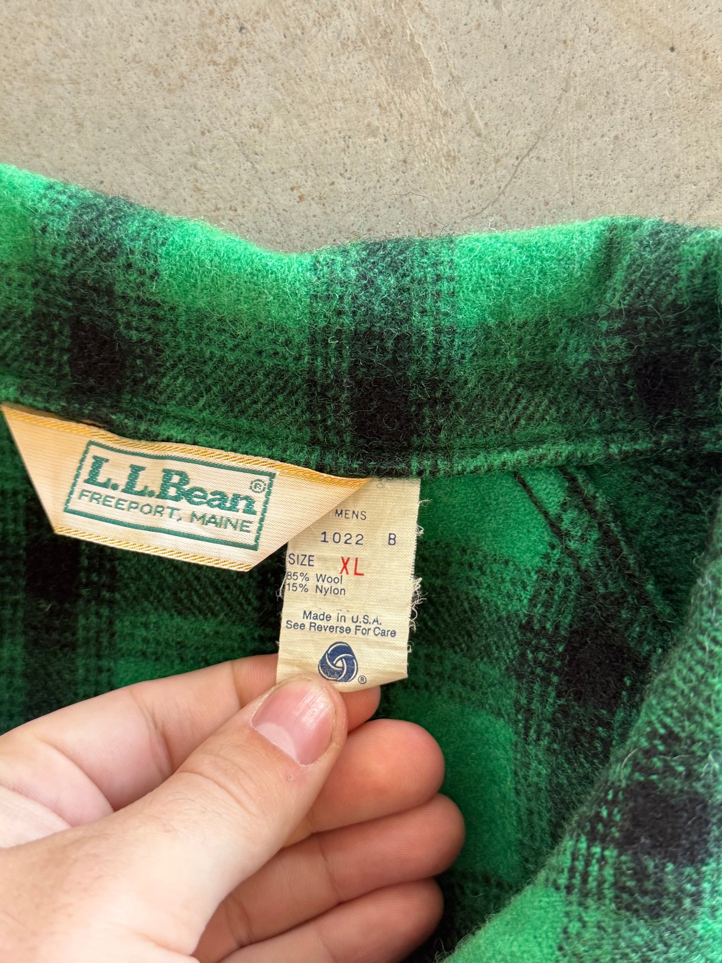 Rare Vintage 1980s LL Bean Wool Zip Up Green Plaid Jacket