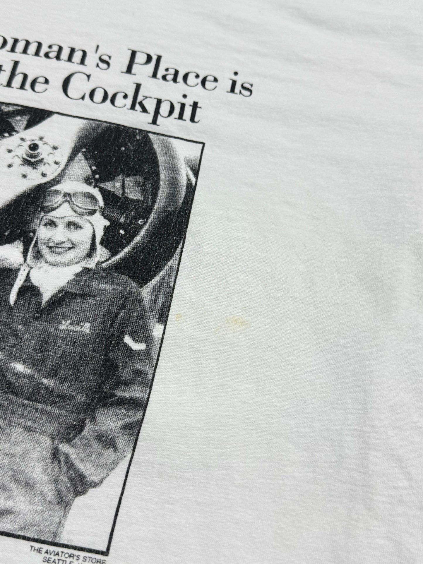 Vintage 1990s A Woman’s Place Is In The Cockpit Tee ( Medium )