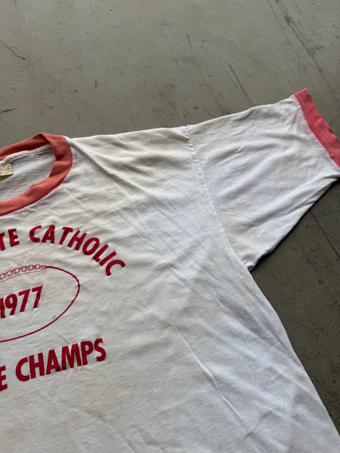 Vintage 1977 Charlotte Catholic State Champs Tee ( Medium )