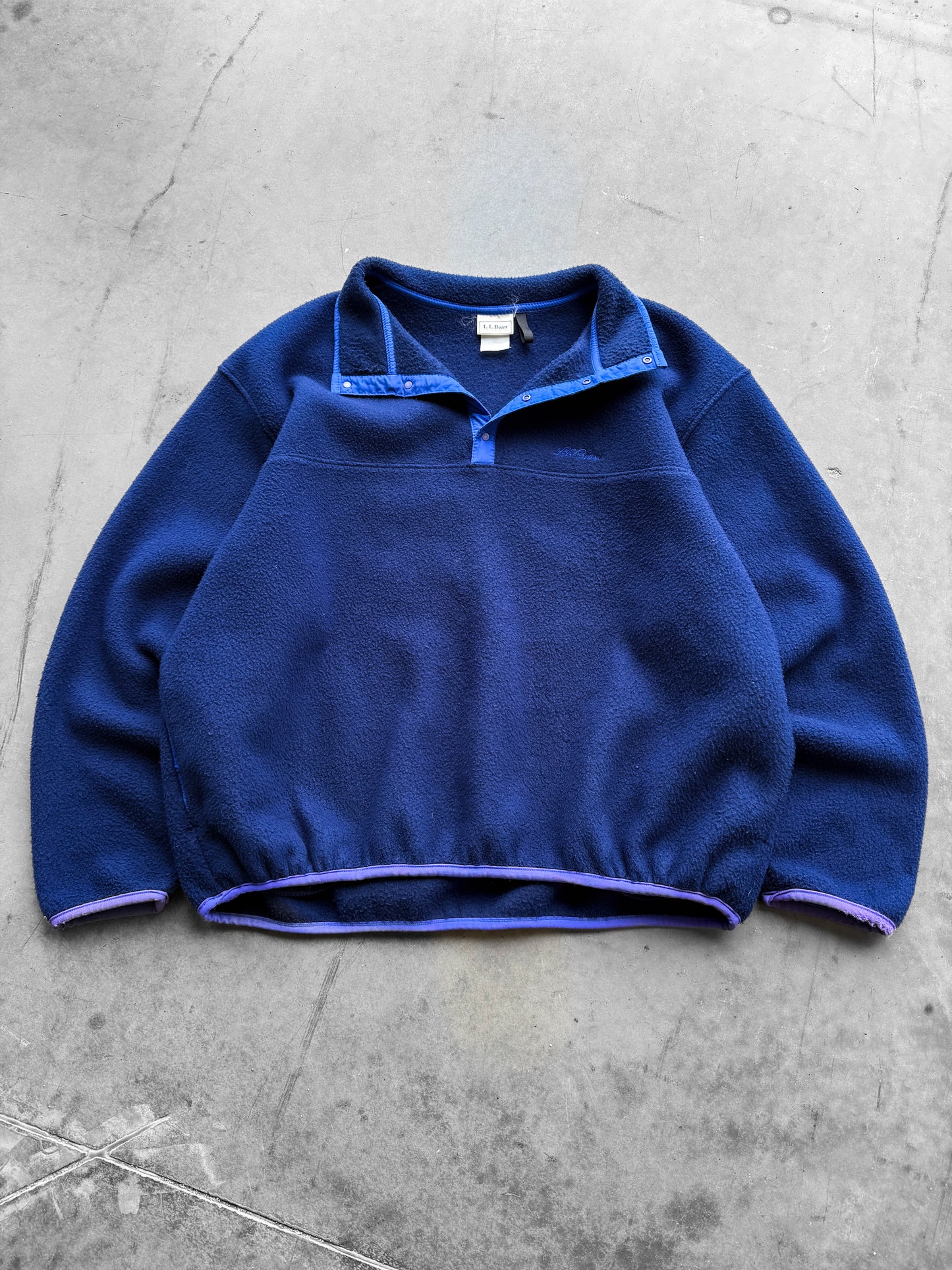 Vintage 1990s L.L.Bean Blue & Purple Quarter Snap Fleece ( XL )