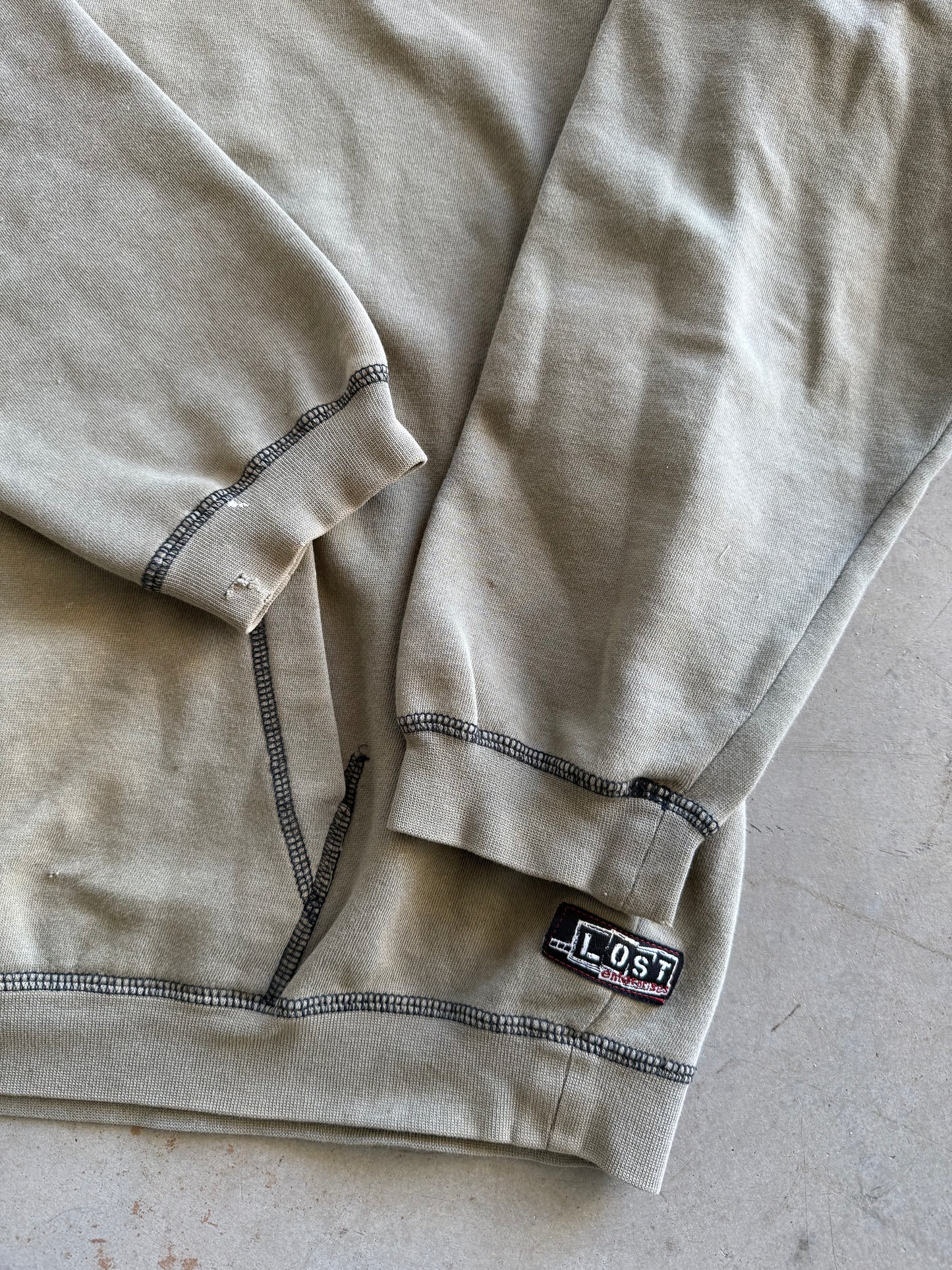 Vintage Y2K Lost Surfboards Speedshop Beige Green Hoodie ( Medium )