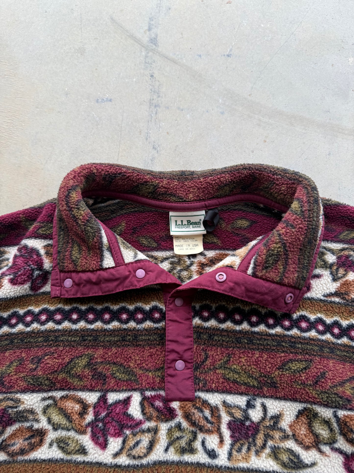 Vintage 90s LL Bean Floral Leaves Fleece ( Wmns Medium )