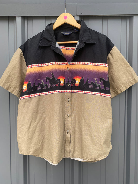 Vintage 90’s Roper Western Sunset Wrap Around Button Up ( XL Fits Best Medium )