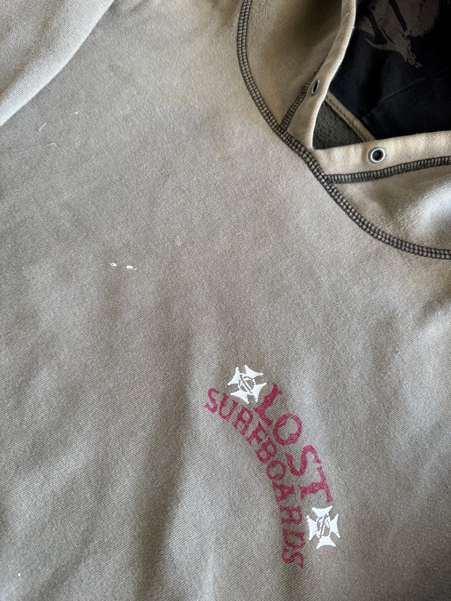 Vintage Y2K Lost Surfboards Speedshop Beige Green Hoodie ( Medium )