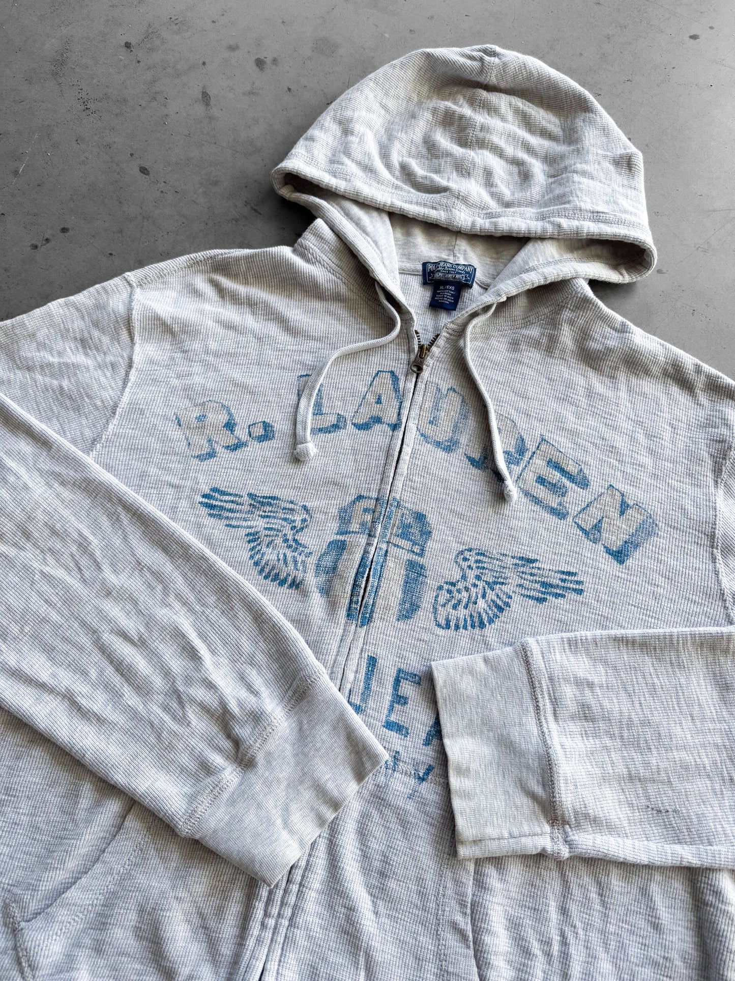 Vintage 2000s Ralph Lauren Polo Jeans Thermal Zip Up Hoodie ( XL )
