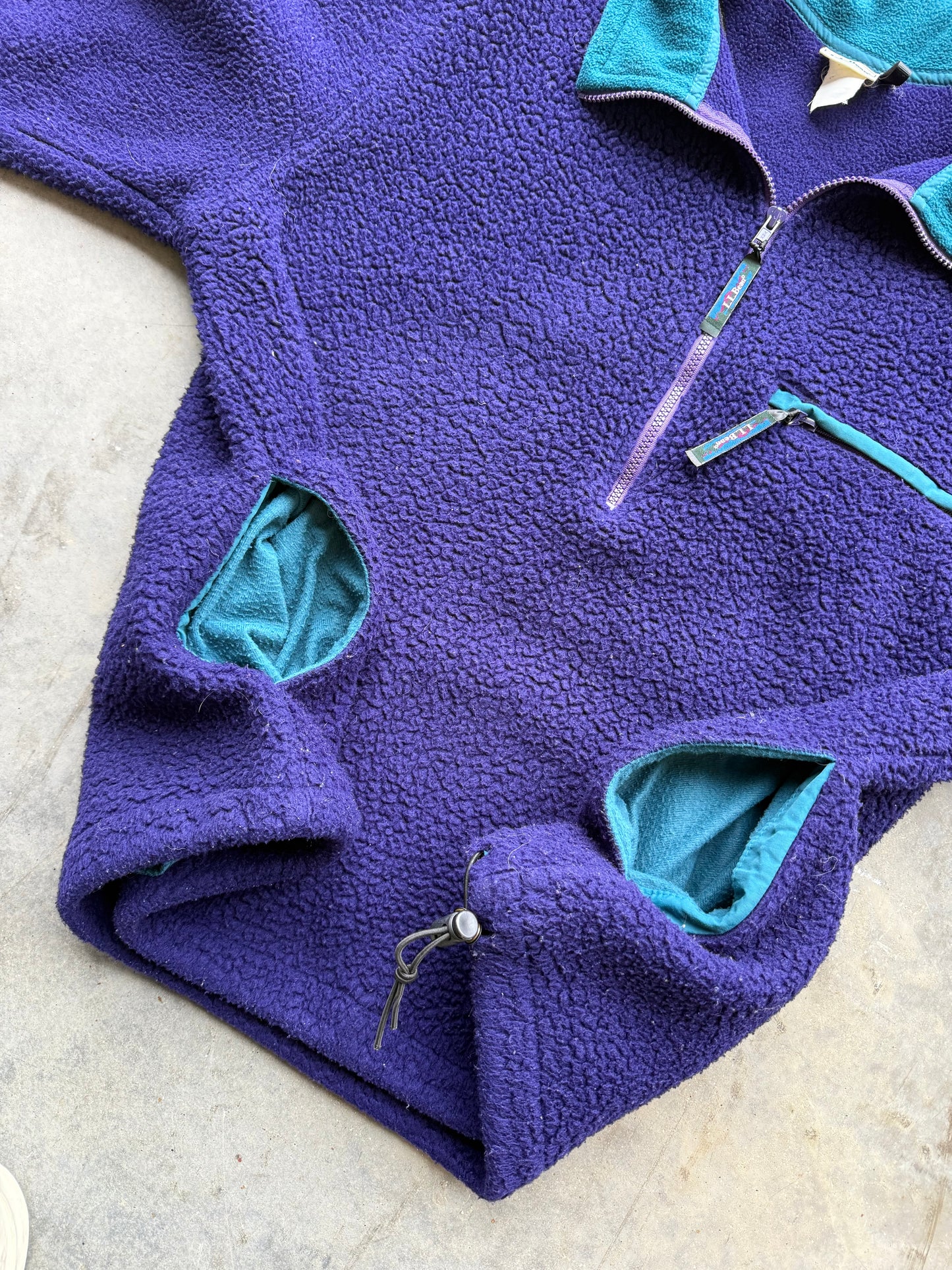 Vintage 1990s L.L.Bean Fuzzy Quarter Zip Purple Fleece ( XL )