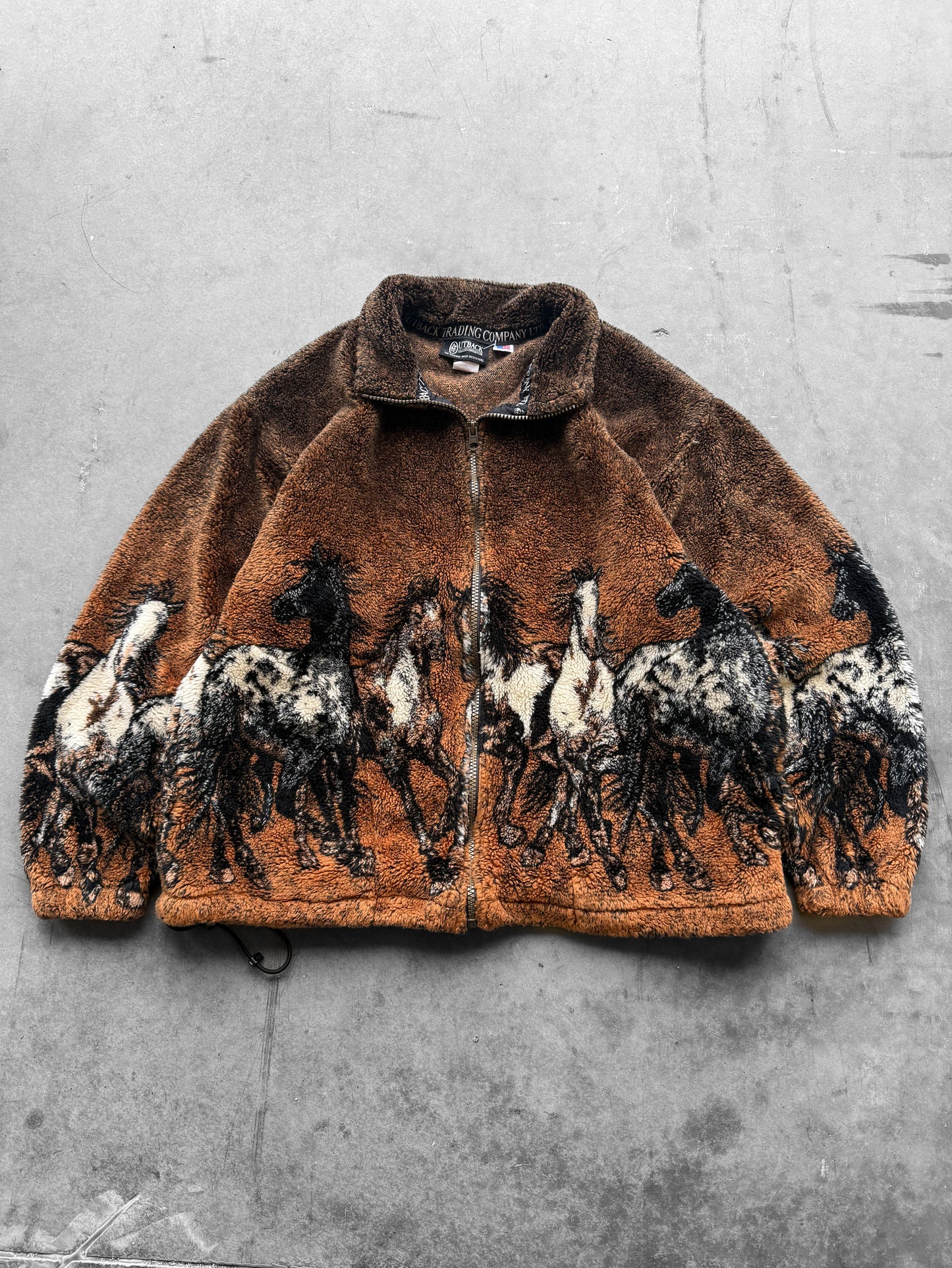 Vintage 1990s Outback Trading Company Horse Fleece ( Medium )