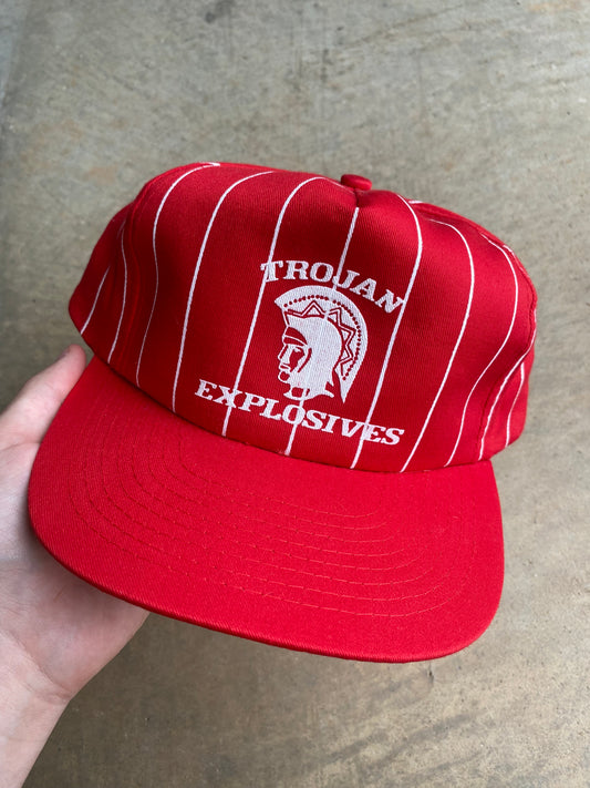 Vintage 80’s / 90’s Trojan Explosives Red Pinstripe Snapback