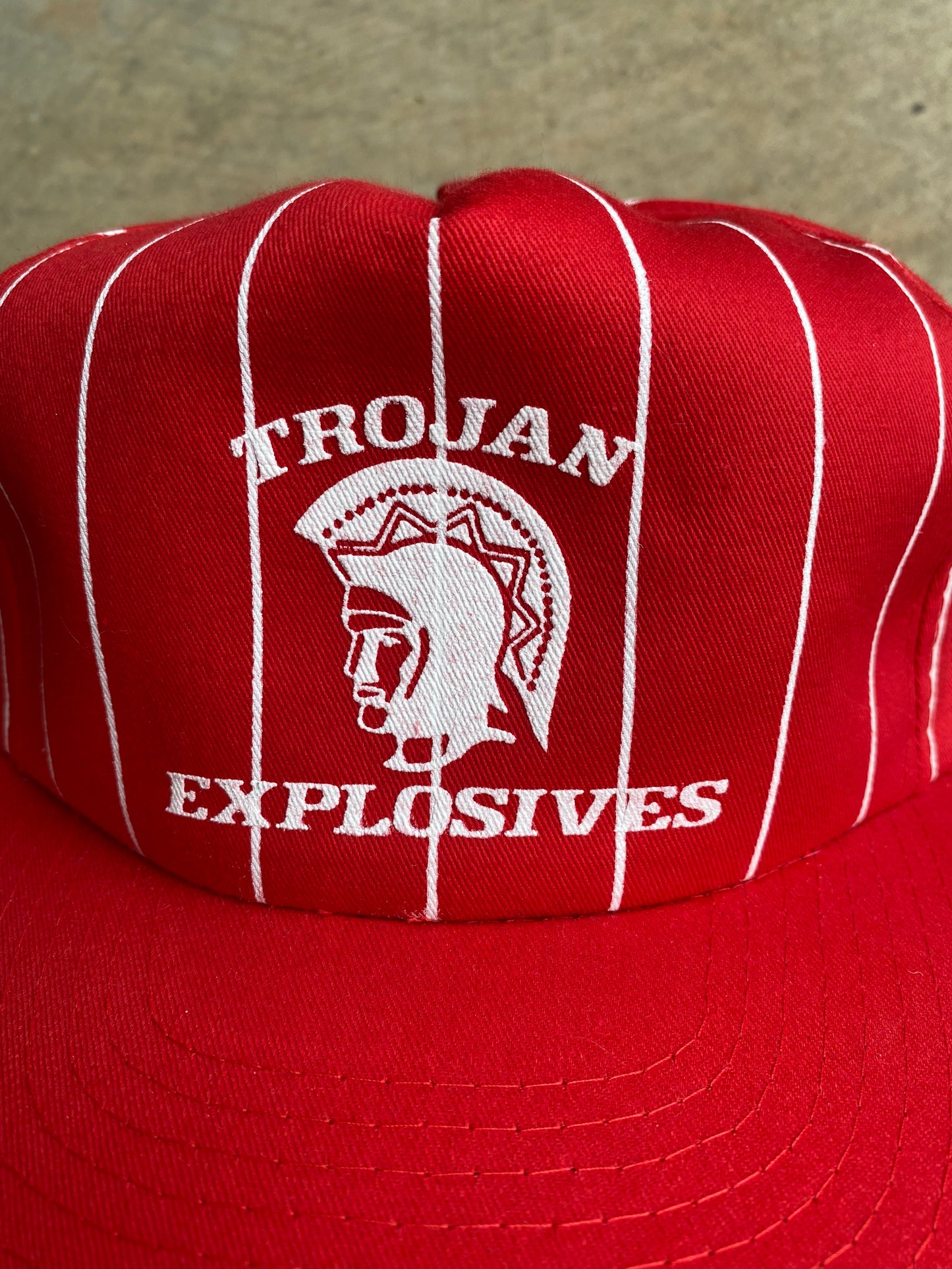 Vintage 80’s / 90’s Trojan Explosives Red Pinstripe Snapback