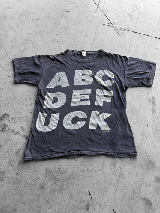 Vintage 1980s ABCDEFUCK Faded Black Tee ( Large )