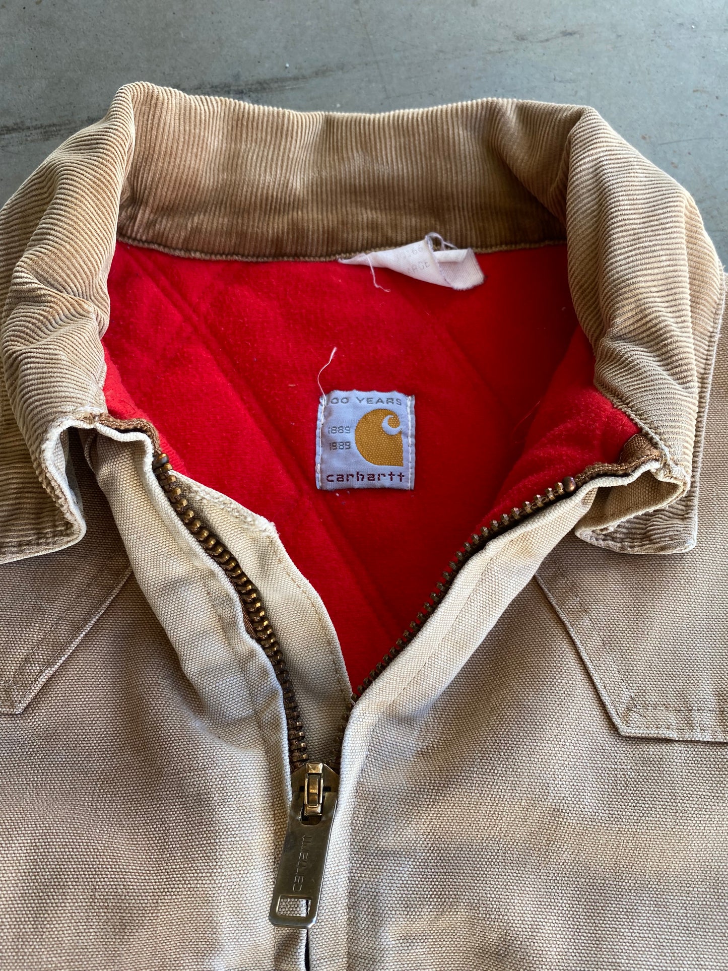 Vintage 1989 Carhartt 100th Anniversary Red Lined Jacket ( Large )