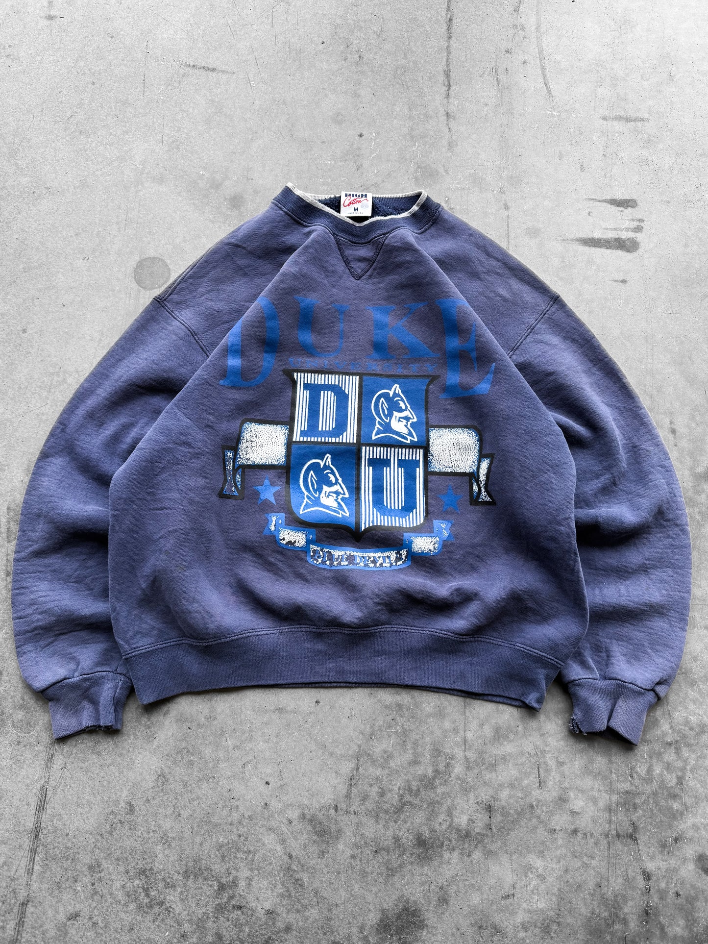 Vintage 1990s Duke University Faded Blue Sweatshirt ( Medium )
