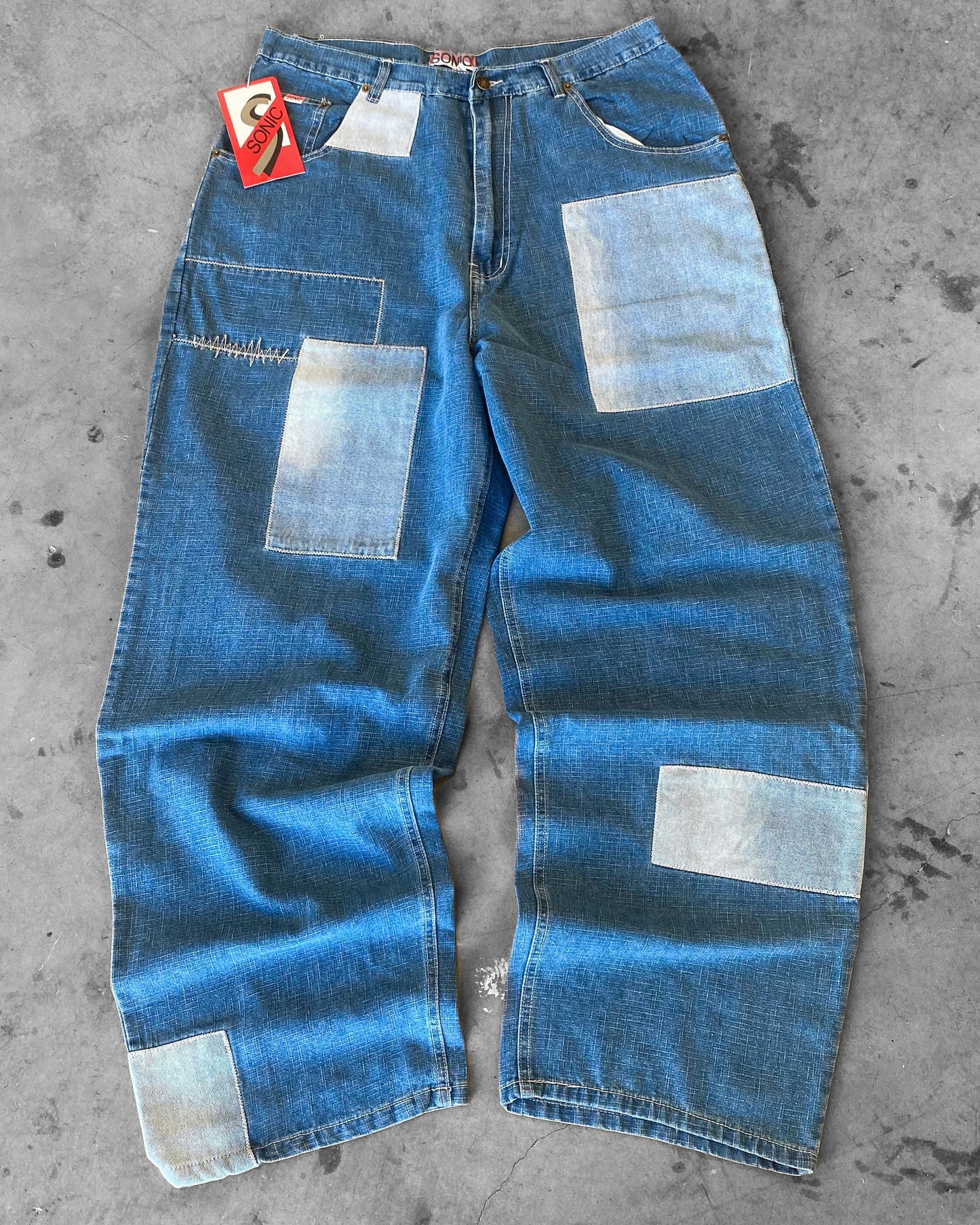 Vintage Y2K Sonic Patchwork Sonic Baggy Mens Jeans (38x32)