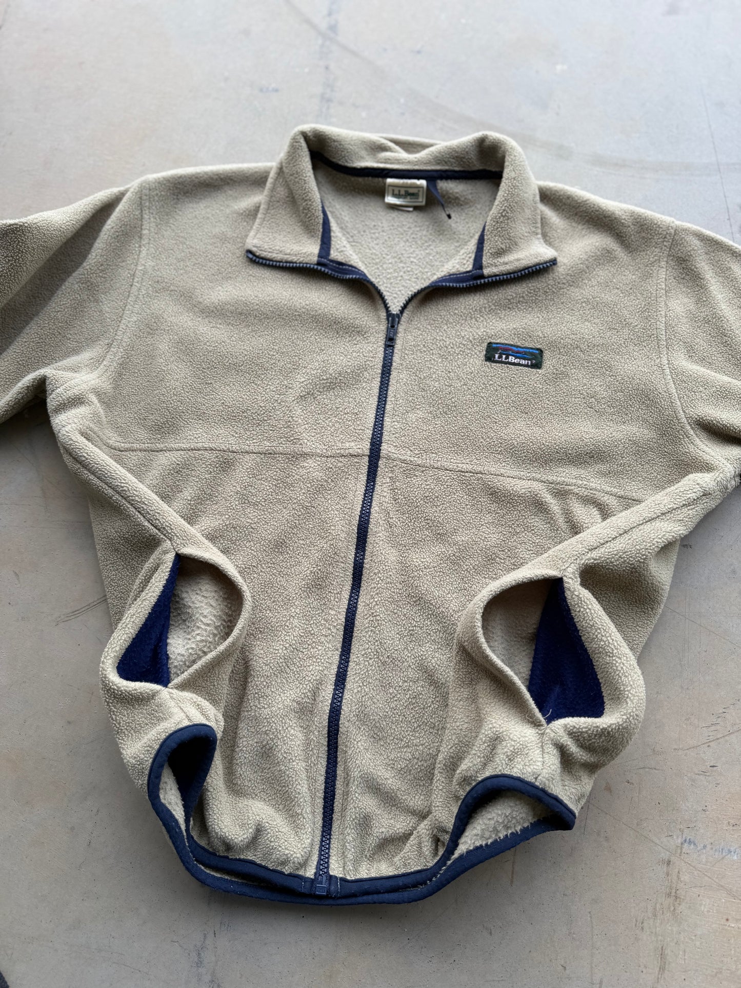 Vintage 90s LLBean Tan Zip Up Fleece (Large)