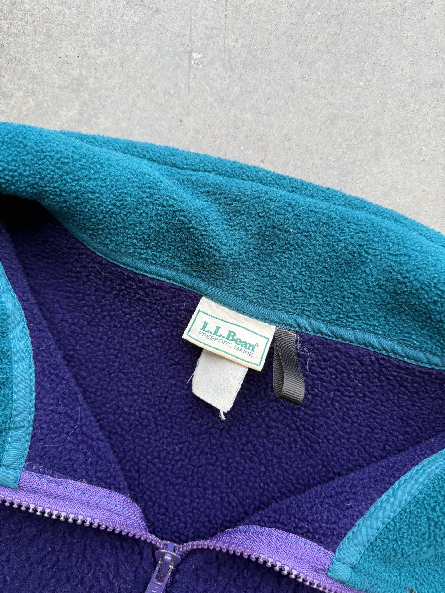 Vintage 1990s L.L.Bean Fuzzy Quarter Zip Purple Fleece ( XL )