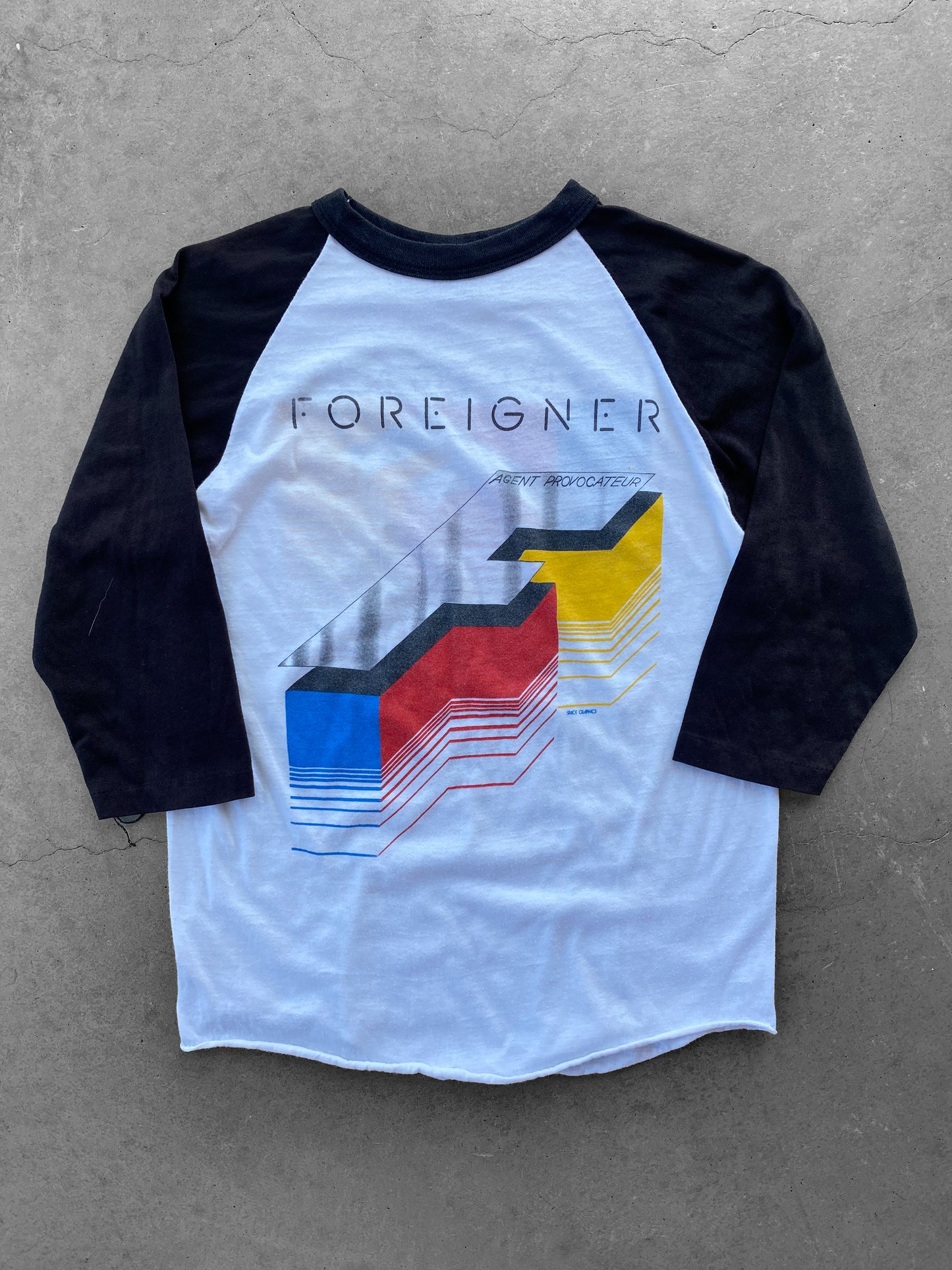 Vintage 1985 Foreigner Band Raglan Tee ( Fits Small )