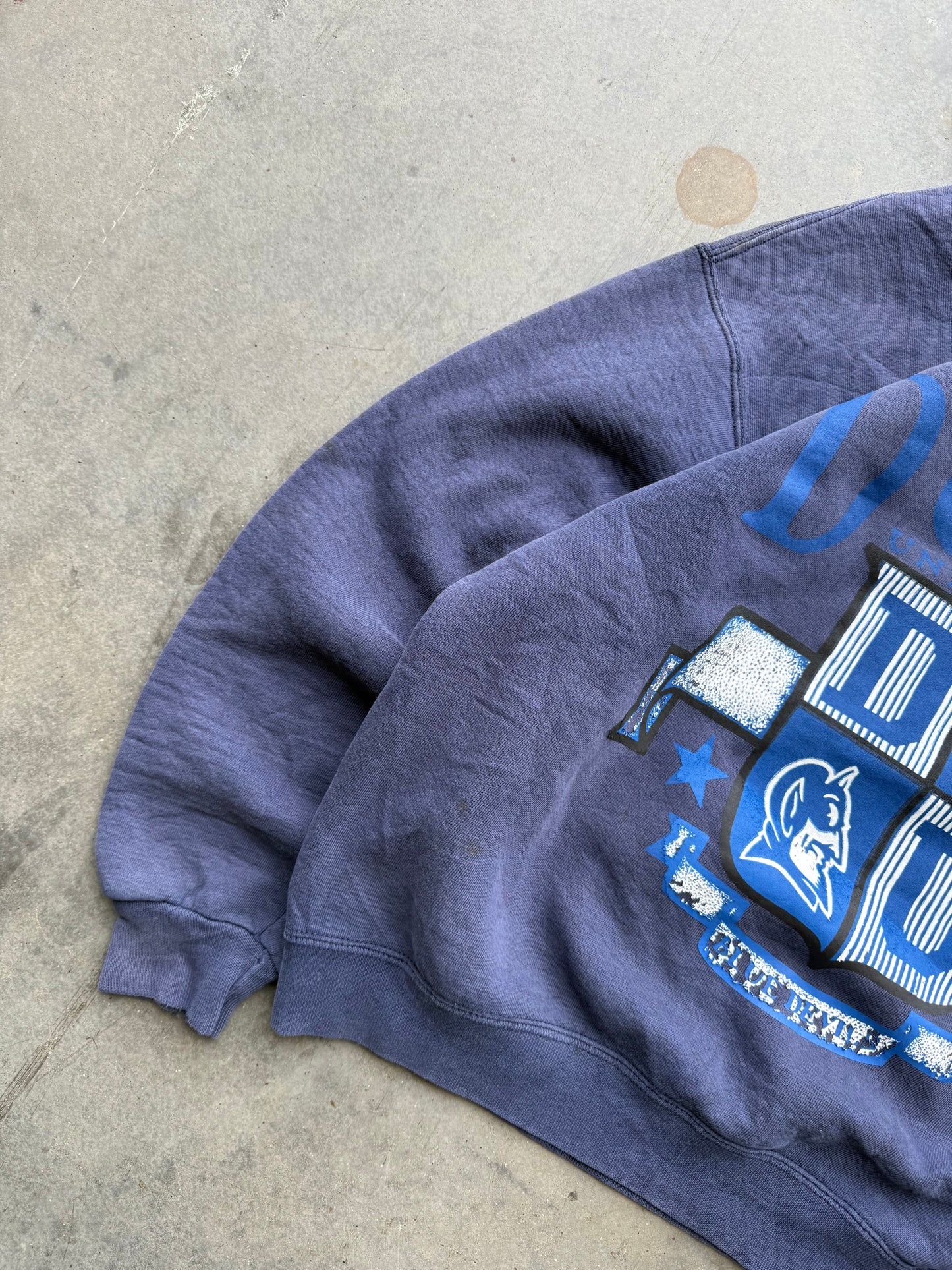 Vintage 1990s Duke University Faded Blue Sweatshirt ( Medium )