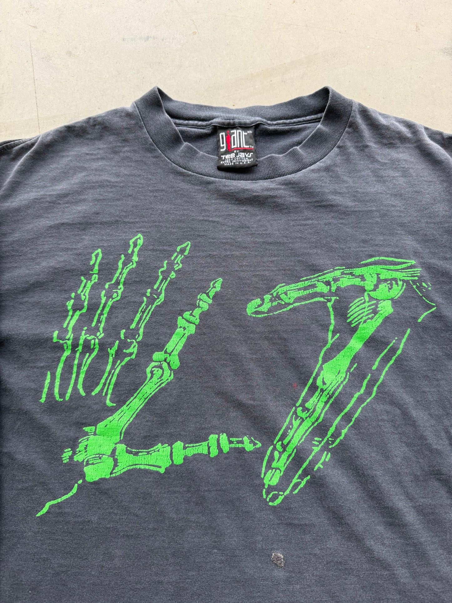 Vintage 90s L7 Long Sleeve Skeleton Hand Tee ( XL )