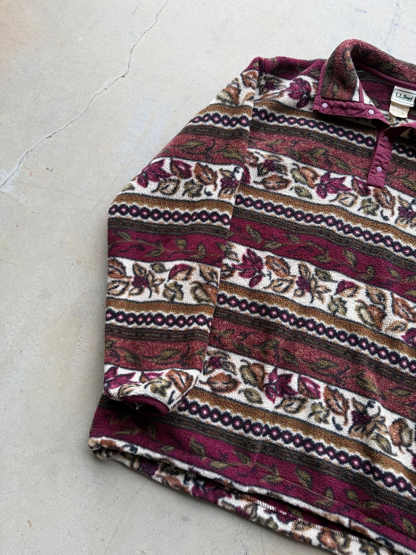 Vintage 90s LL Bean Floral Leaves Fleece ( Wmns Medium )