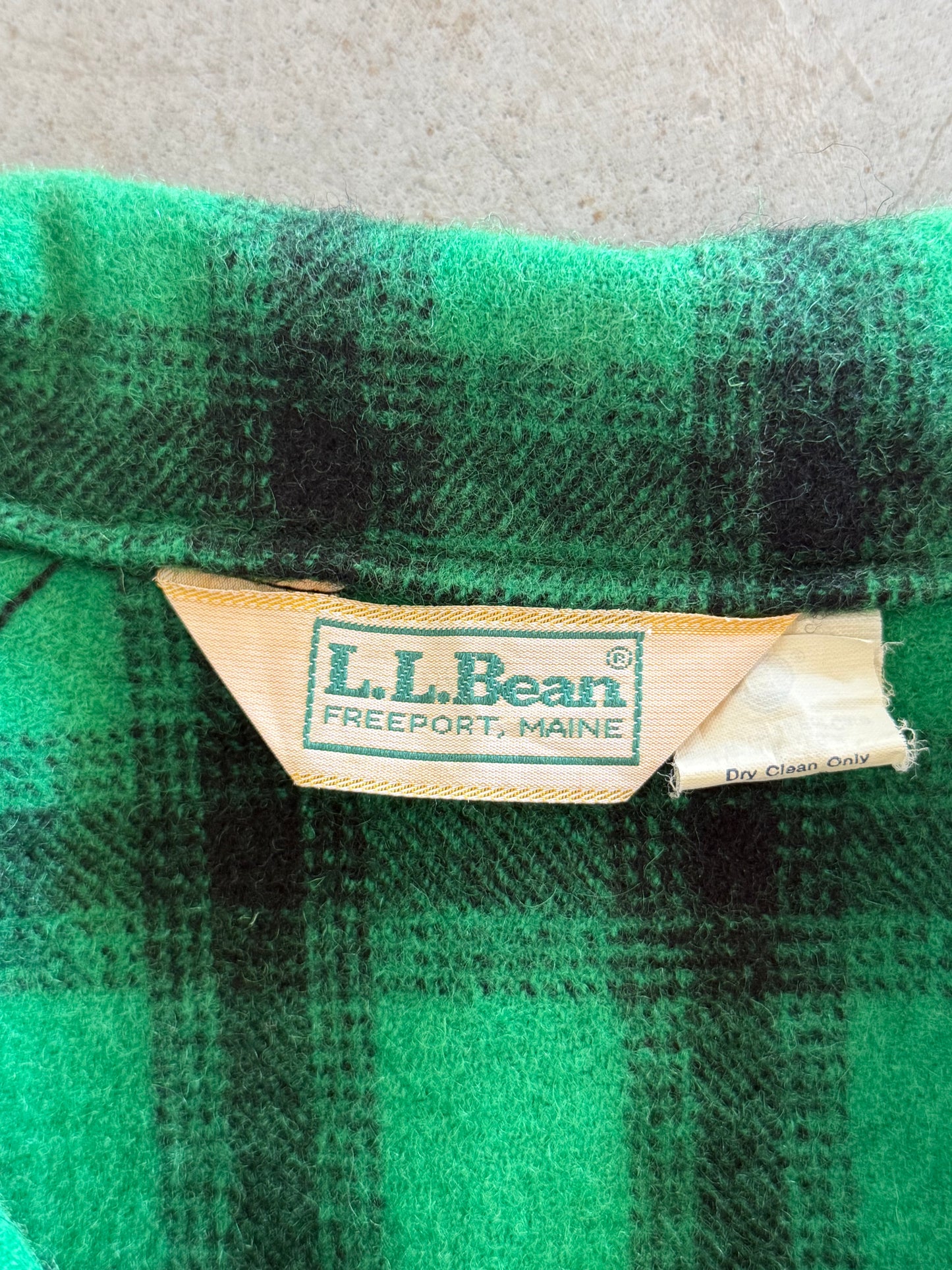 Rare Vintage 1980s LL Bean Wool Zip Up Green Plaid Jacket