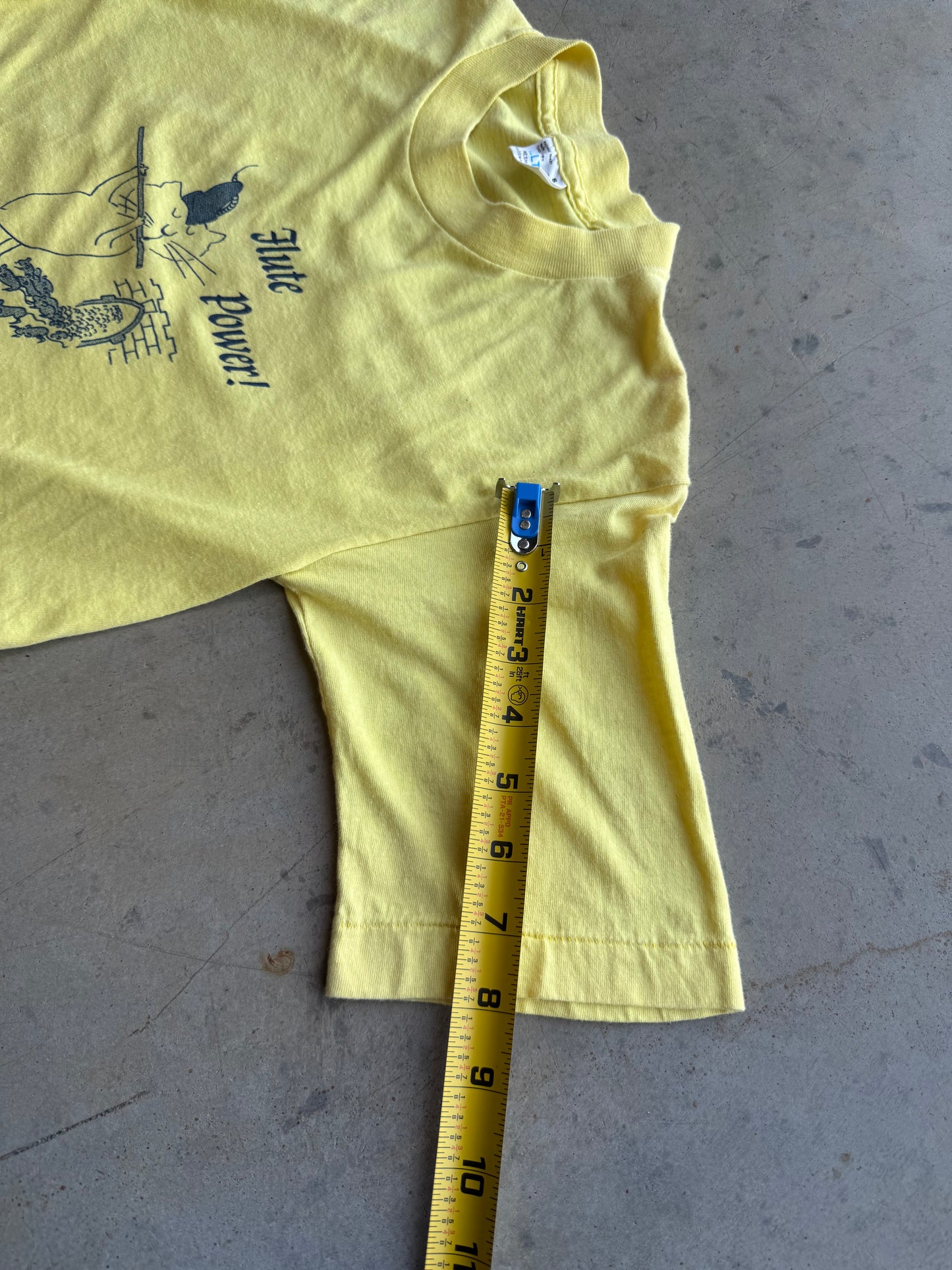 Vintage 70s Flute Power Cat Tee ( Small )