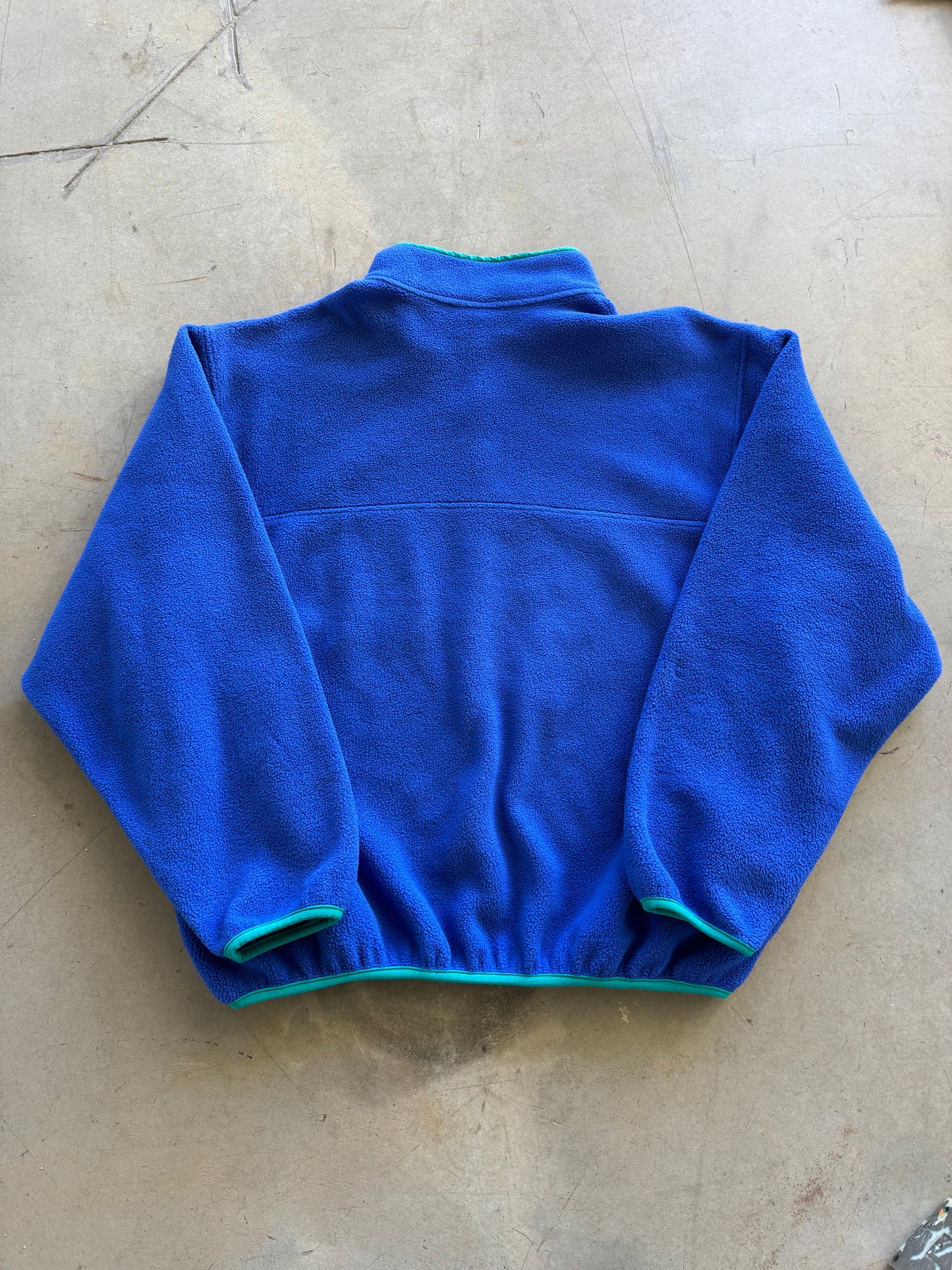 Vintage 1990s L.L. Bean Blue & Green Fuzzy Button Outdoors Fleece ( XL )