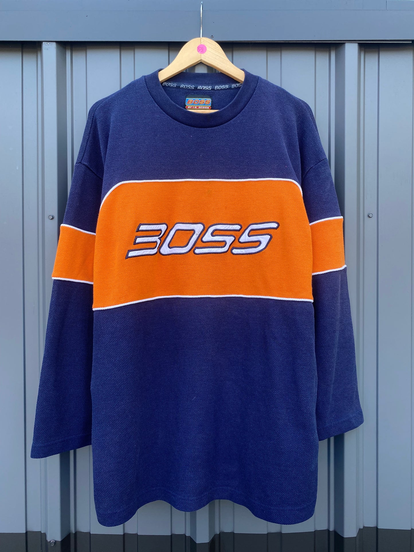 Vintage 90’s BOSS Orange & Navy Pullover Crewneck ( XXL )