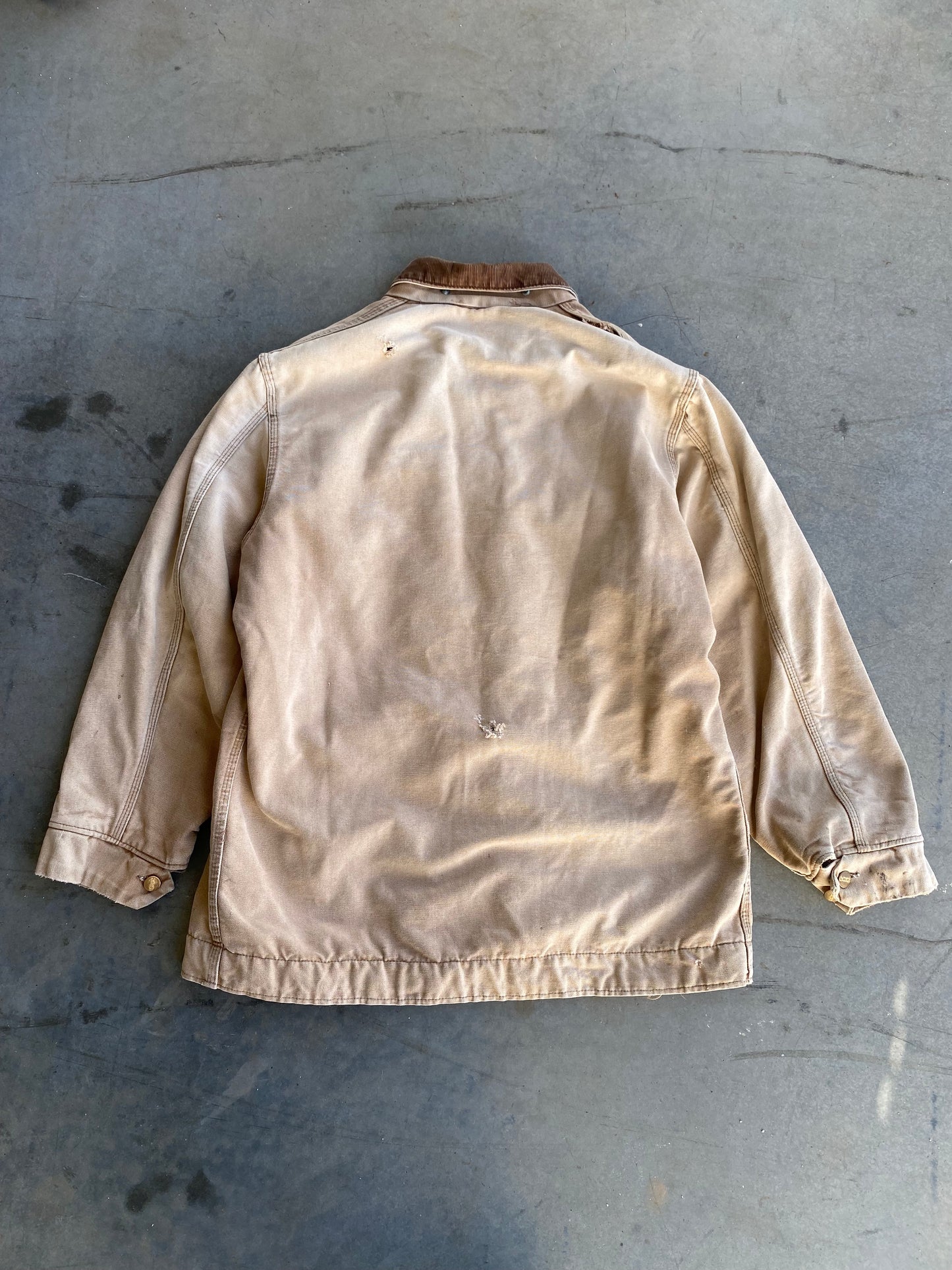 Vintage 90’s Carhartt Tan Chore Distressed Jacket ( XL )