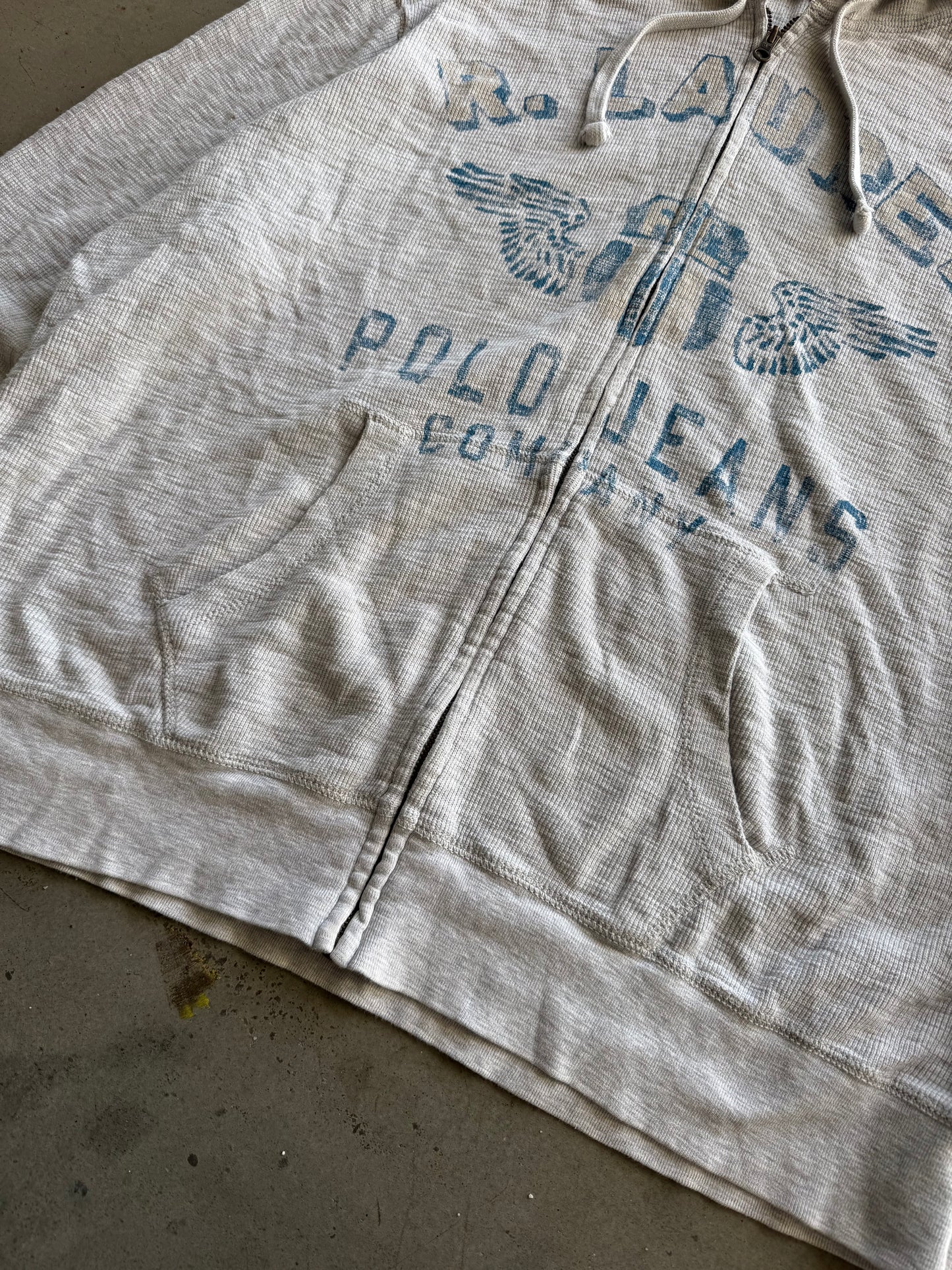 Vintage 2000s Ralph Lauren Polo Jeans Thermal Zip Up Hoodie ( XL )