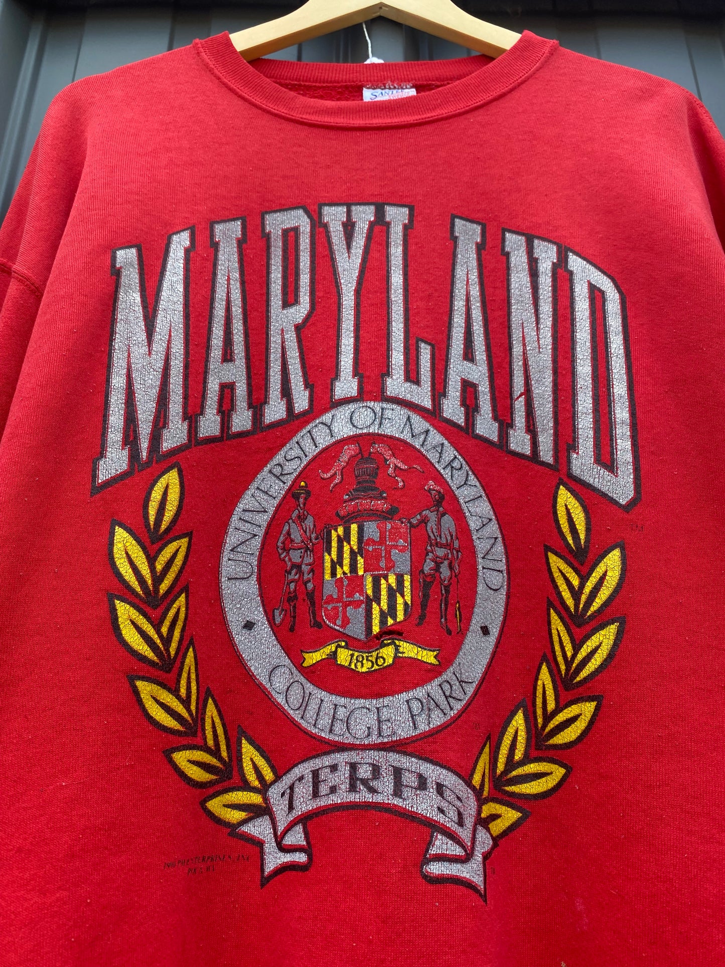 Vintage 1991 Maryland Terps Red Distressed Crewneck ( XL )