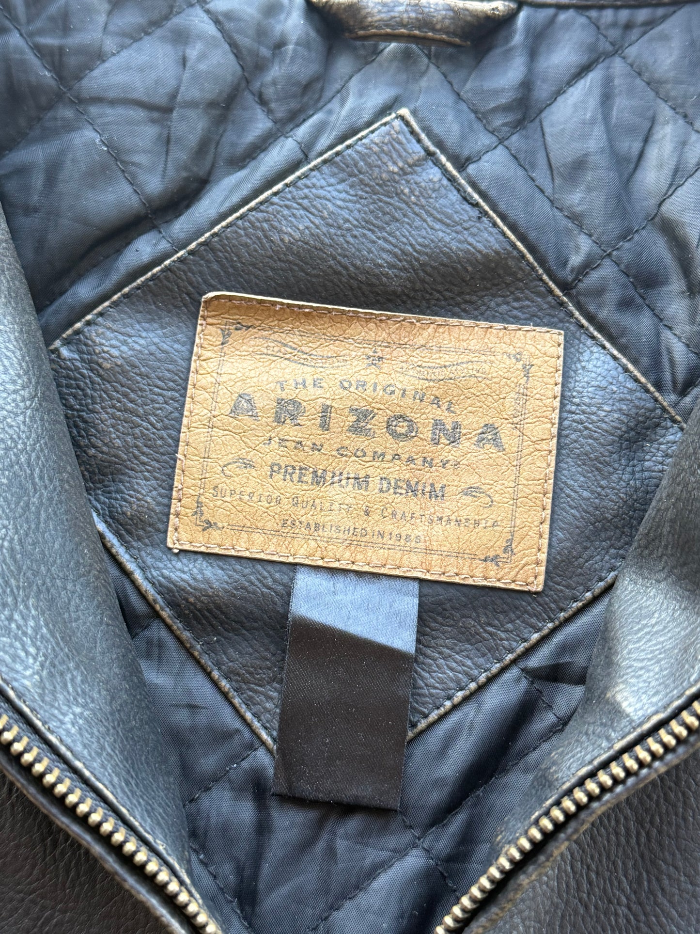 Vintage 2000s Arizona Leather Zip Up Striped Black Jacket ( Large )