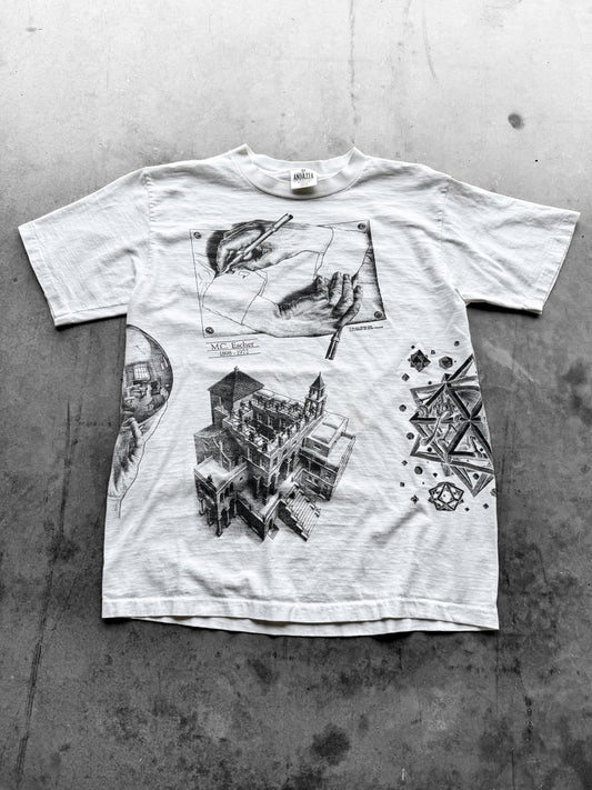 Vintage 1990 MC Escher AOP Art Tee