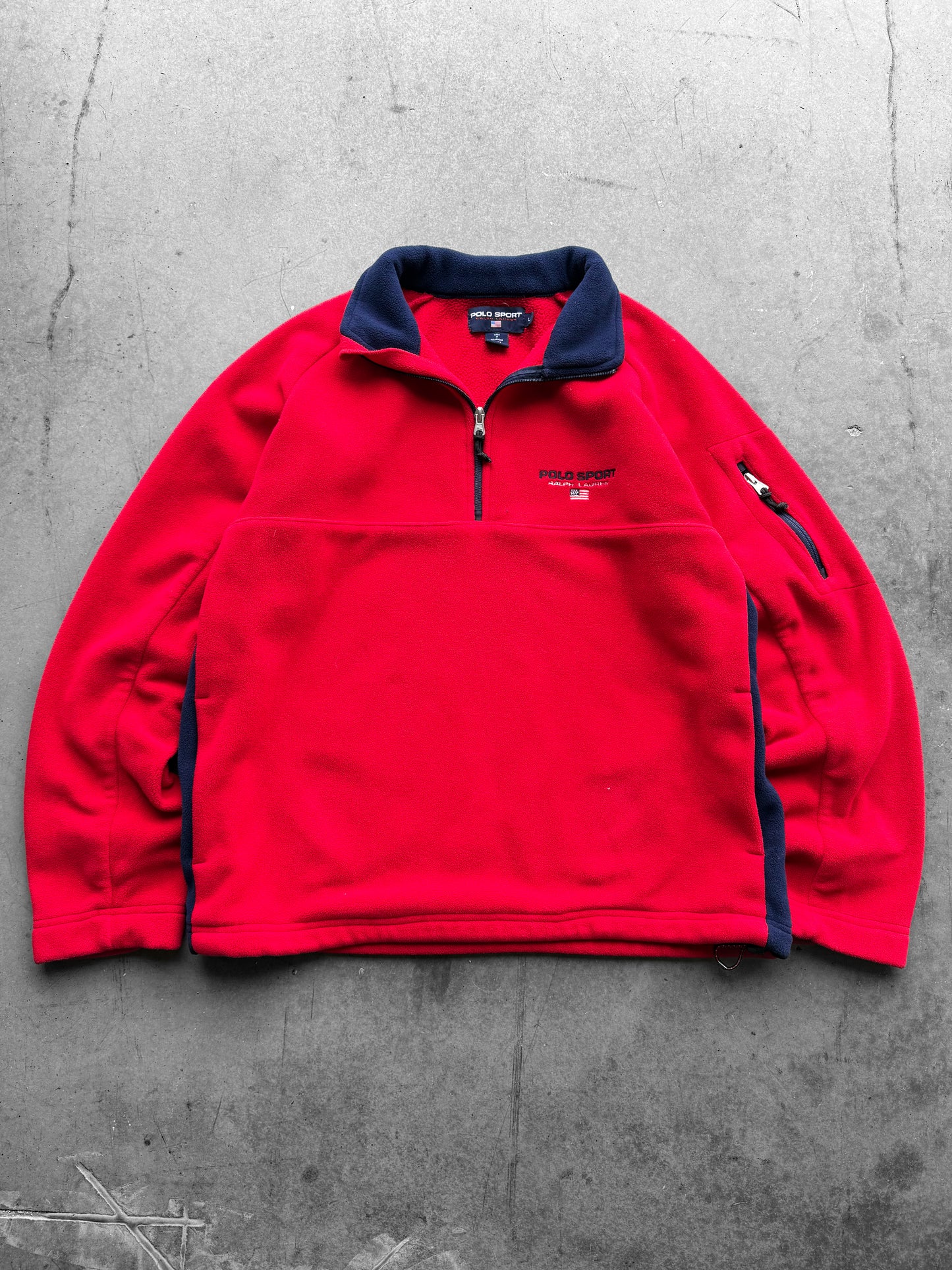 Vintage 1990s Polo Sport Ralph Lauren Quarter Zip Up Fleece ( Large )