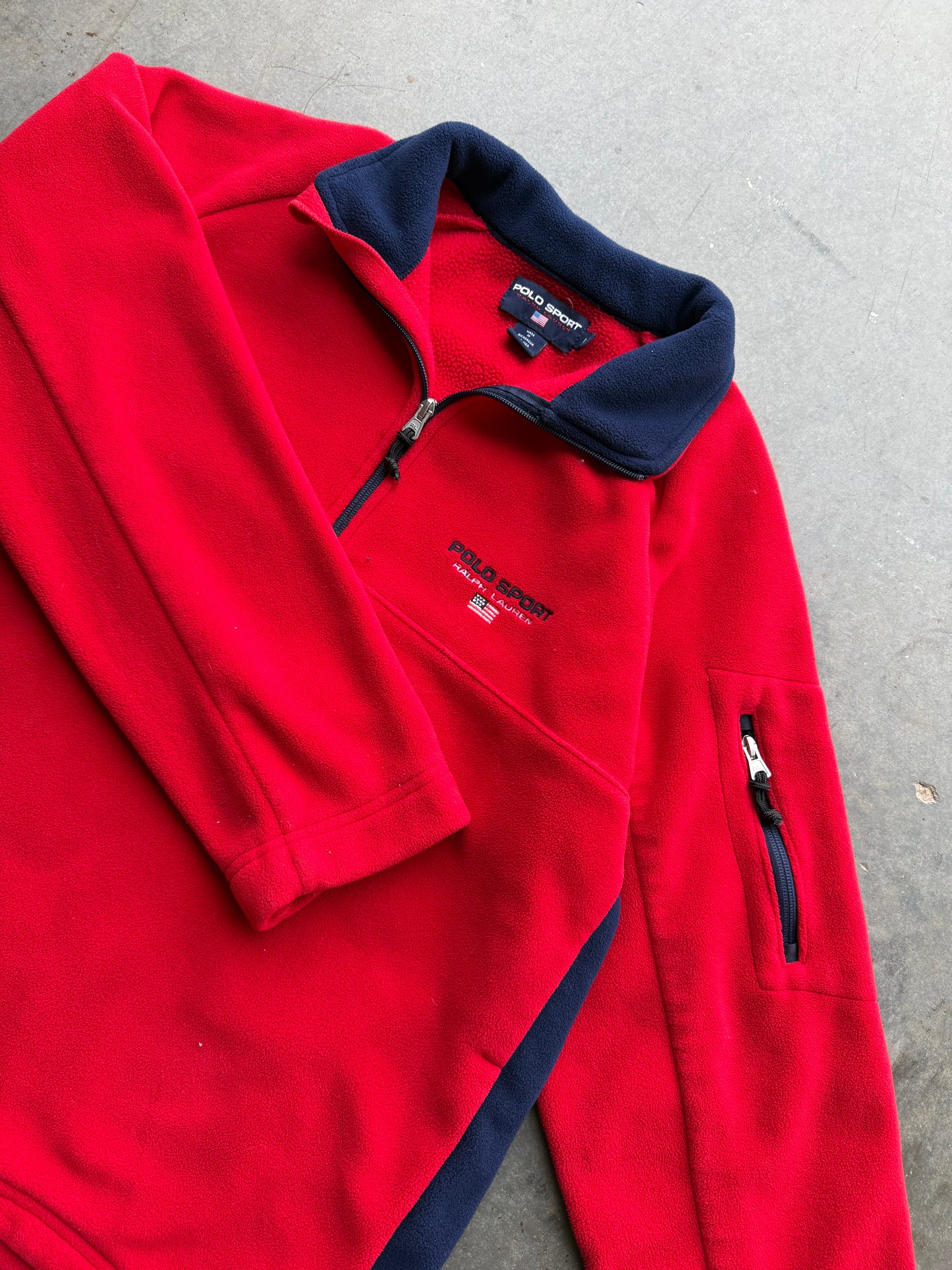 Vintage 1990s Polo Sport Ralph Lauren Quarter Zip Up Fleece ( Large )