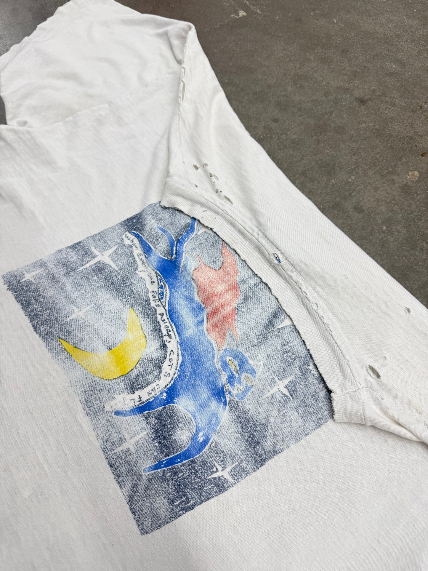 Vintage 1990s Cats Can Fly Art Distressed Art Tee ( XL )
