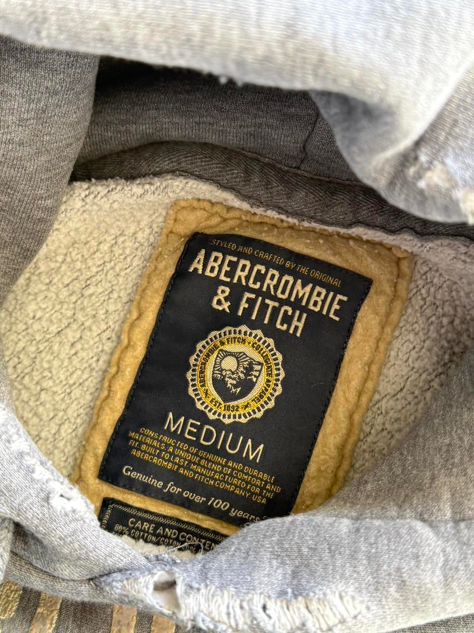 Vintage Early 2000s Abercrombie & Fitch Distressed Grey Hoodie ( Medium )