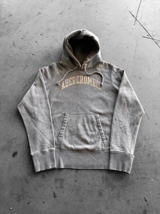 Vintage Early 2000s Abercrombie & Fitch Distressed Grey Hoodie ( Medium )