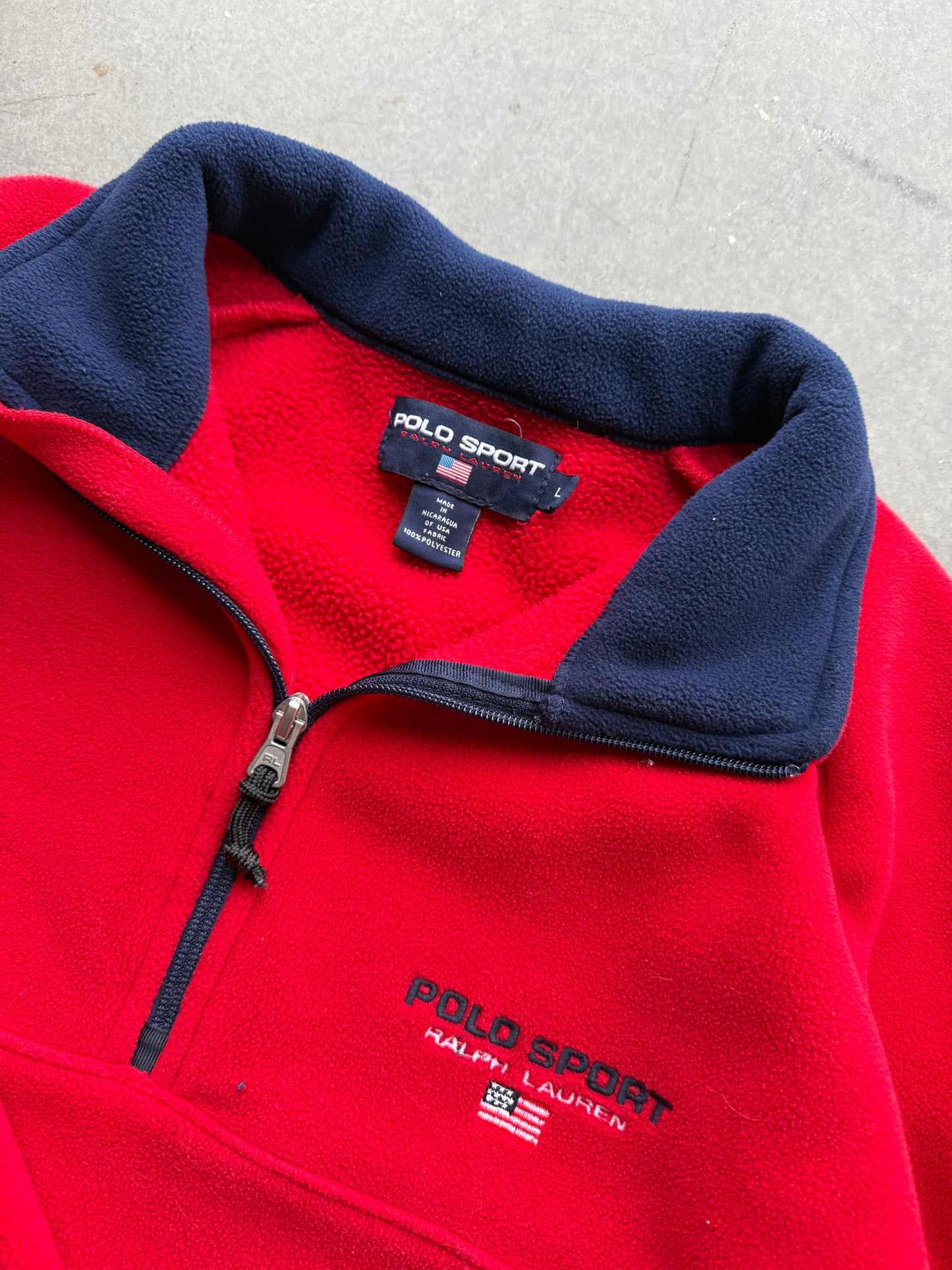 Vintage 1990s Polo Sport Ralph Lauren Quarter Zip Up Fleece ( Large )